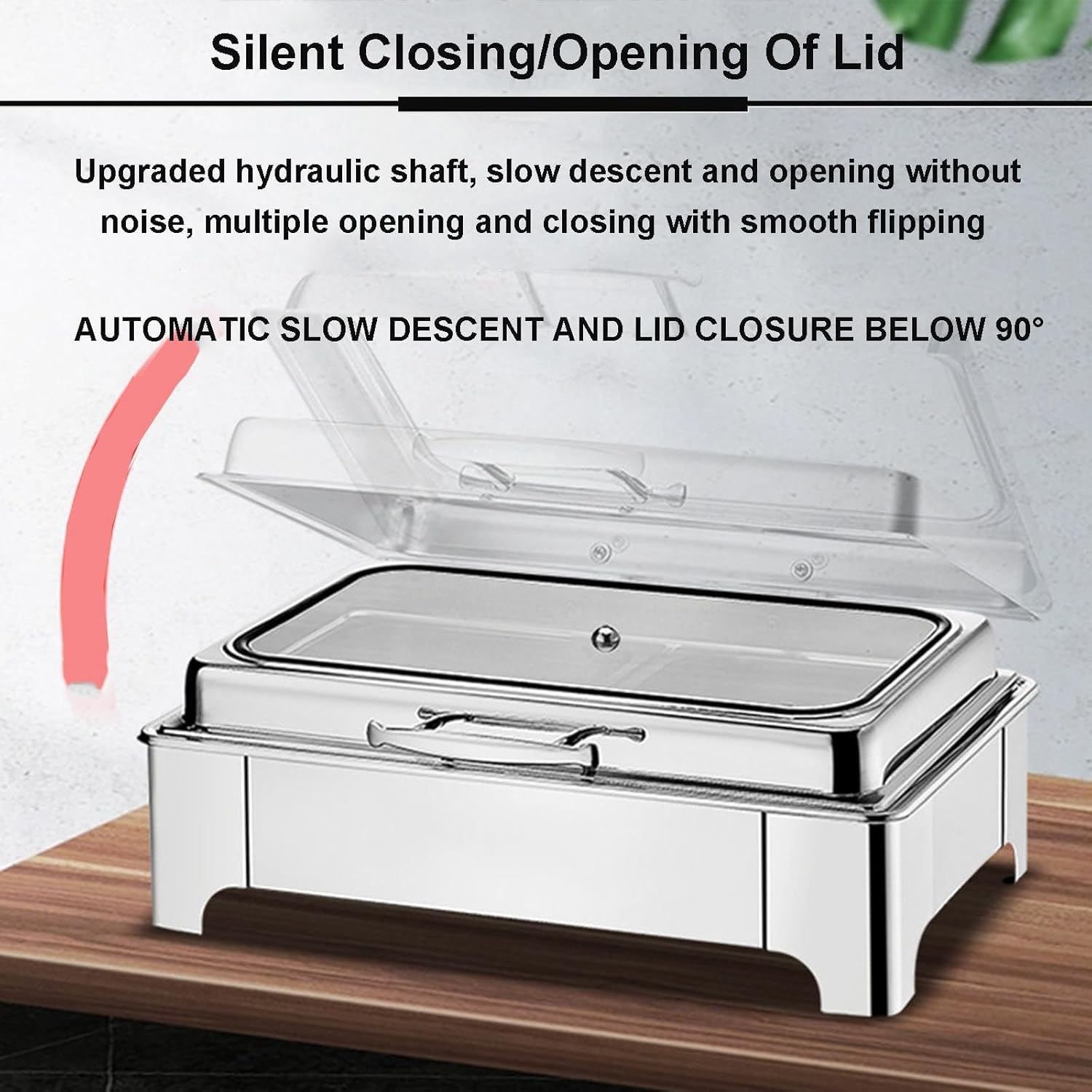 Contenitore Scalda Cibo Professionale con Coperchio in Vetro(0-85℃), Chafing Dish Buffet con Coperchio Visibile, Temperatura Regolabile, per Buffet, Feste e Banchetti (1/1PAN)