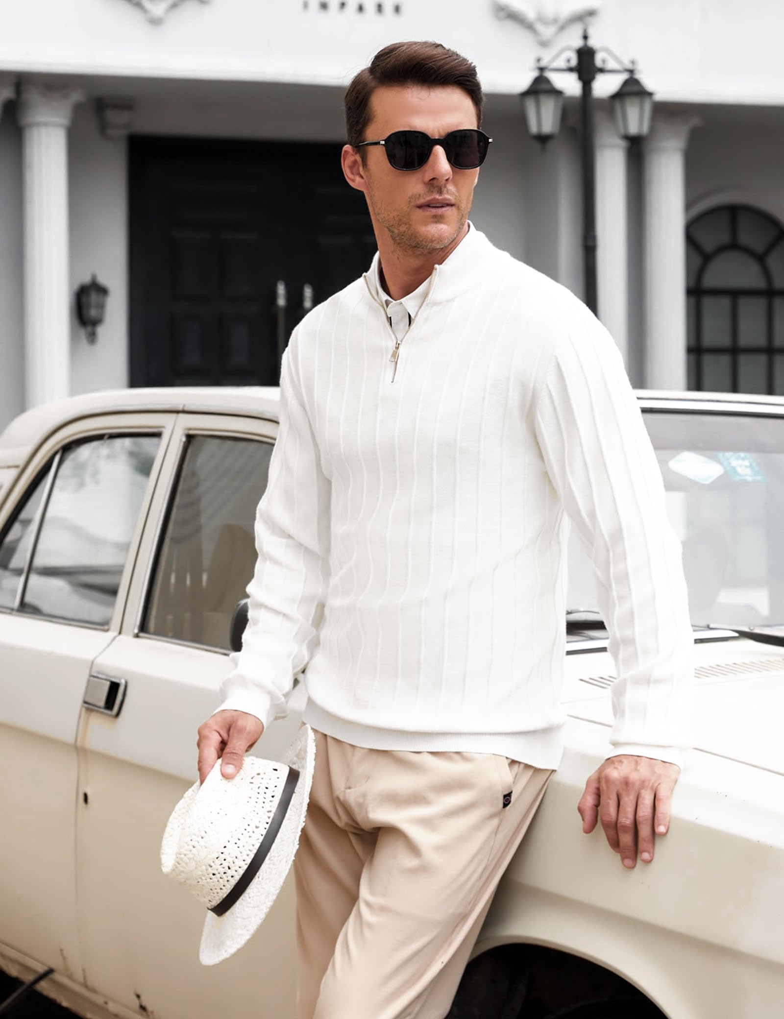 iClosam Maglione Uomo Invernali Collo Alto con Zip Pullover Giacca in Maglia Maglione Pullover Invernale Tenere Caldo