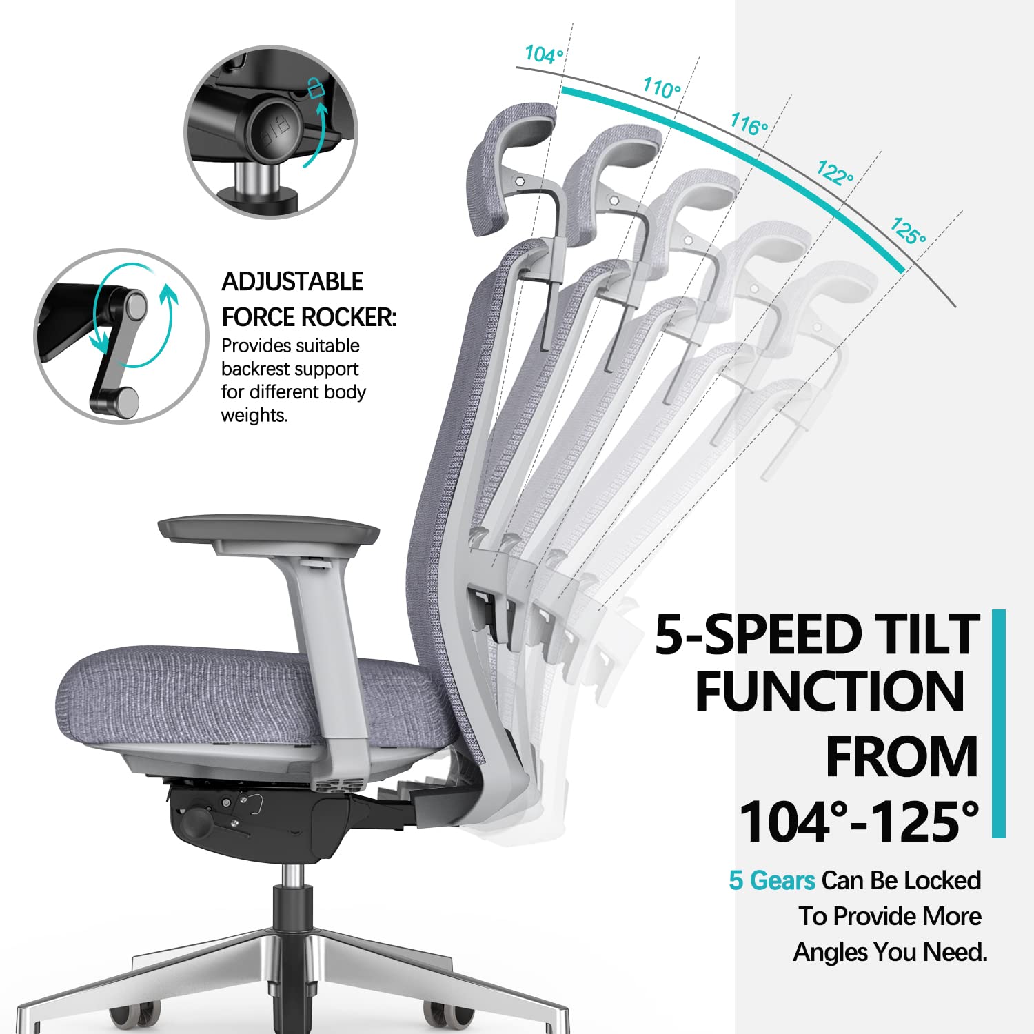 Duwinson Ergonomic Mesh Home Office Chair With Back Support, 4Way