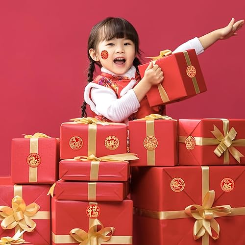 Miniatura 6 de FaCraft 112 calcomanías de caramelo de Año Nuevo chino 2023 08 pulgadas decoraciones de calcomanías de conejo dorado para chocolate suministros de