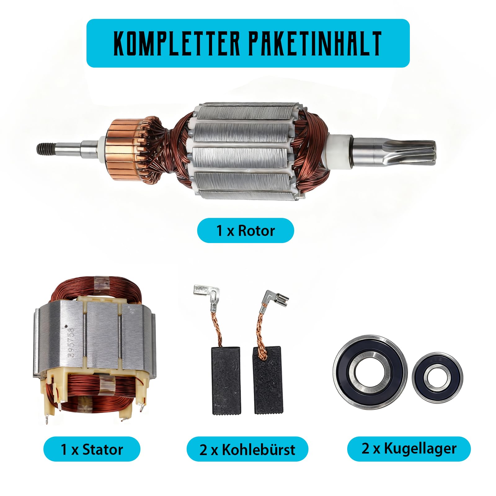 Rotor Stator Set,für Rotoranke und Kohlebürstenlager Ersatzsat,Ersatzteile Elektrowerkzeug,kompatibel mit Makita,für HR4001C HR4010C 513633-7 625758-6