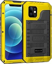 Beeasy Coque pour iPhone 12 Étanche IP68, Protection Militaire 360° Intégrale Antichoc Antipoussière, Armure Métal Renforcée Robuste Incassable Waterproof Case, Jaune