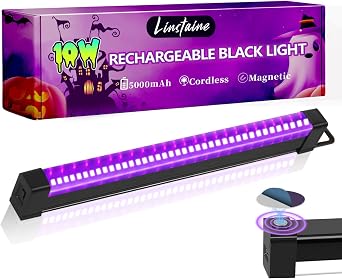Rechargeable Black Light Bar, 5000mAh Large Capacity Battery Powered Black Lights for Glow Party, Portable Blacklight Party Supplies for Uranium Glass, Fluorescent Poster, Bedroom, Halloween