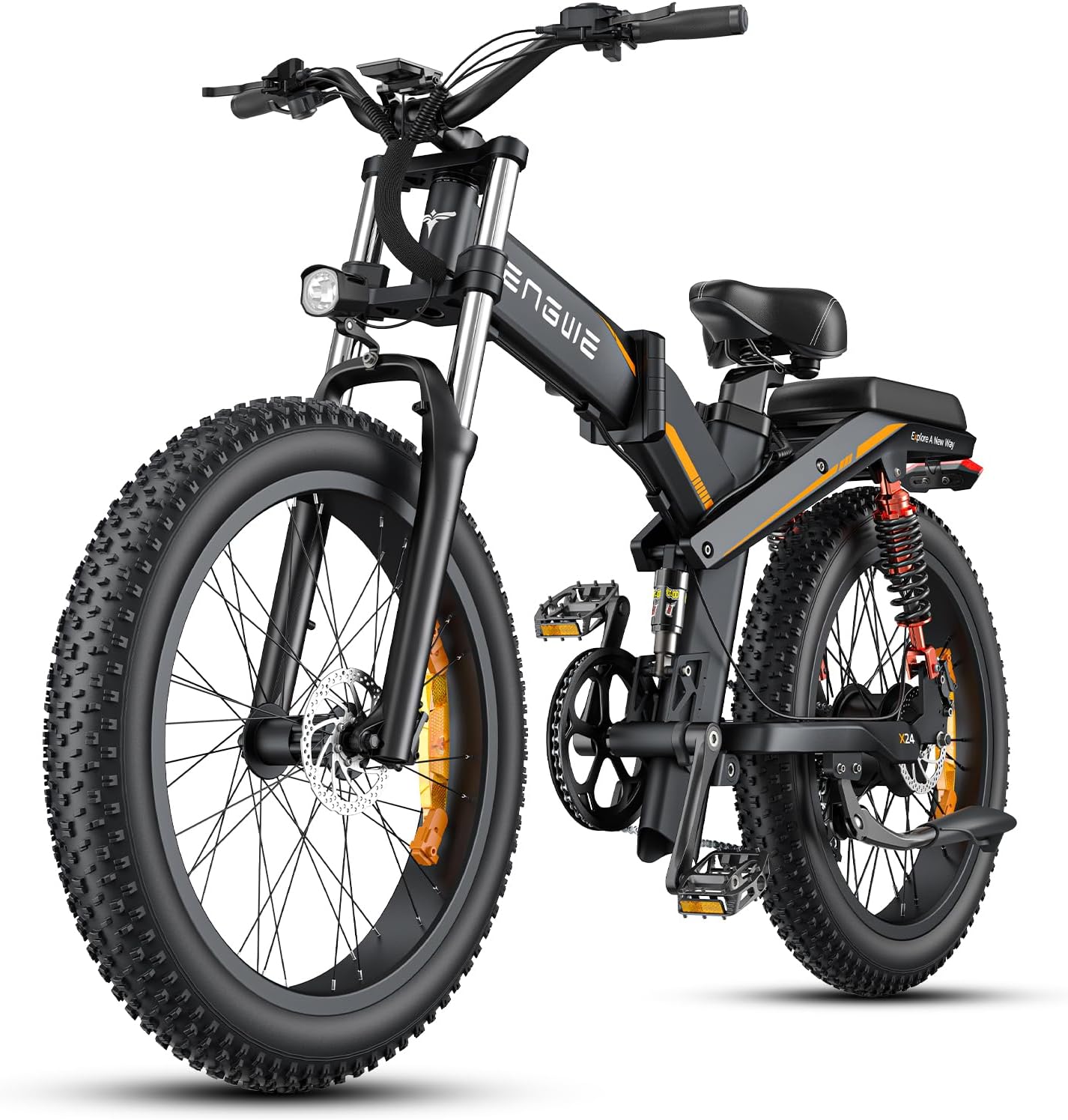 ENGWEX24/X26 1200W Electric Bike for Adults, 26" x 4.0 Fat Tire Folding Ebike with Single/Dual Removable Battery 48V 19.2AH/+10AH up to 62/94Miles & 31MPH