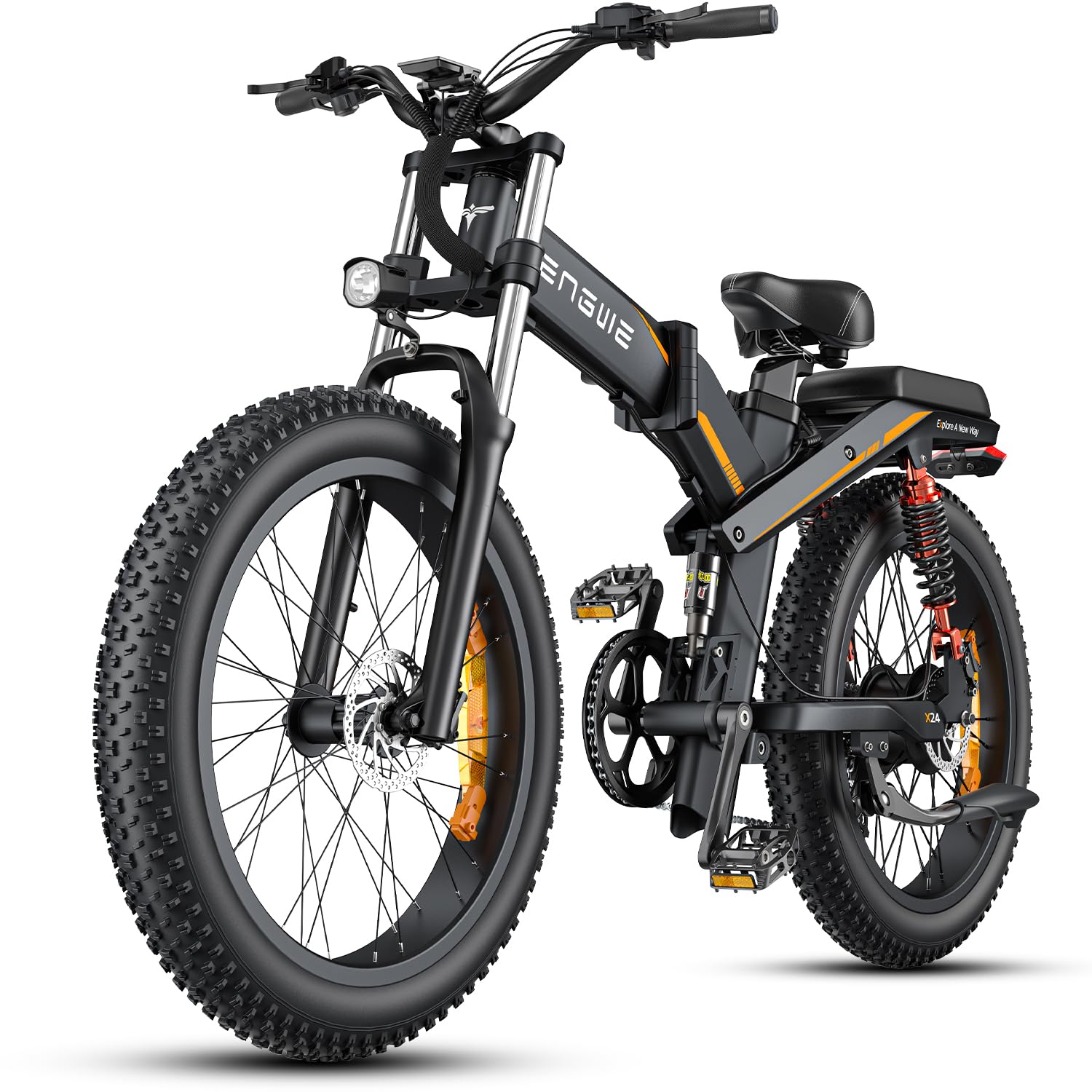 ENGWEX24/X26 1200W Electric Bike for Adults, 26" x 4.0 Fat Tire Folding Ebike with Single/Dual Removable Battery 48V 19.2AH/+10AH up to 62/94Miles & 31MPH