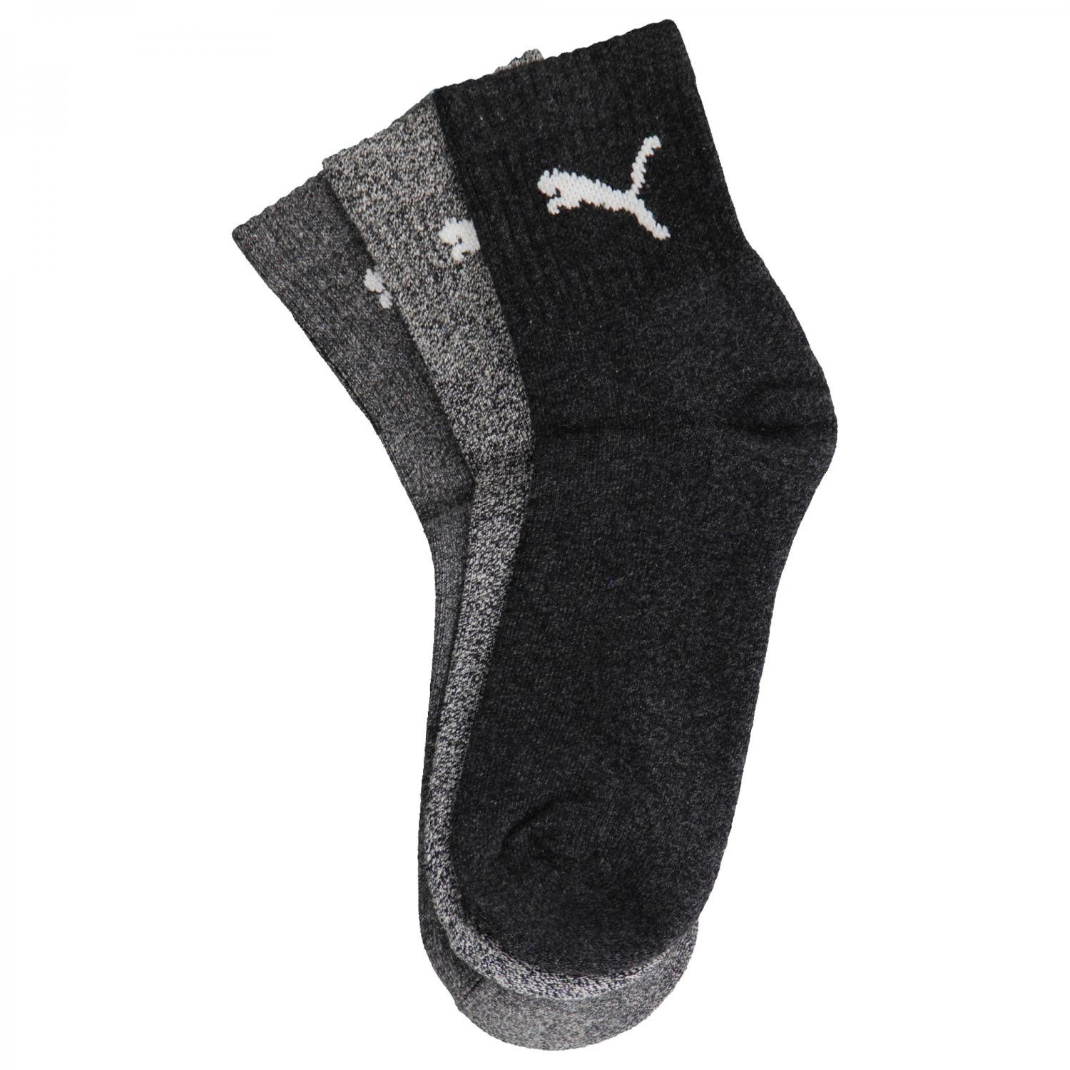 Puma Short Crew Sports Socks (Pack of 3) - Anthracite Grey, 2.5-5 UK (35-38)