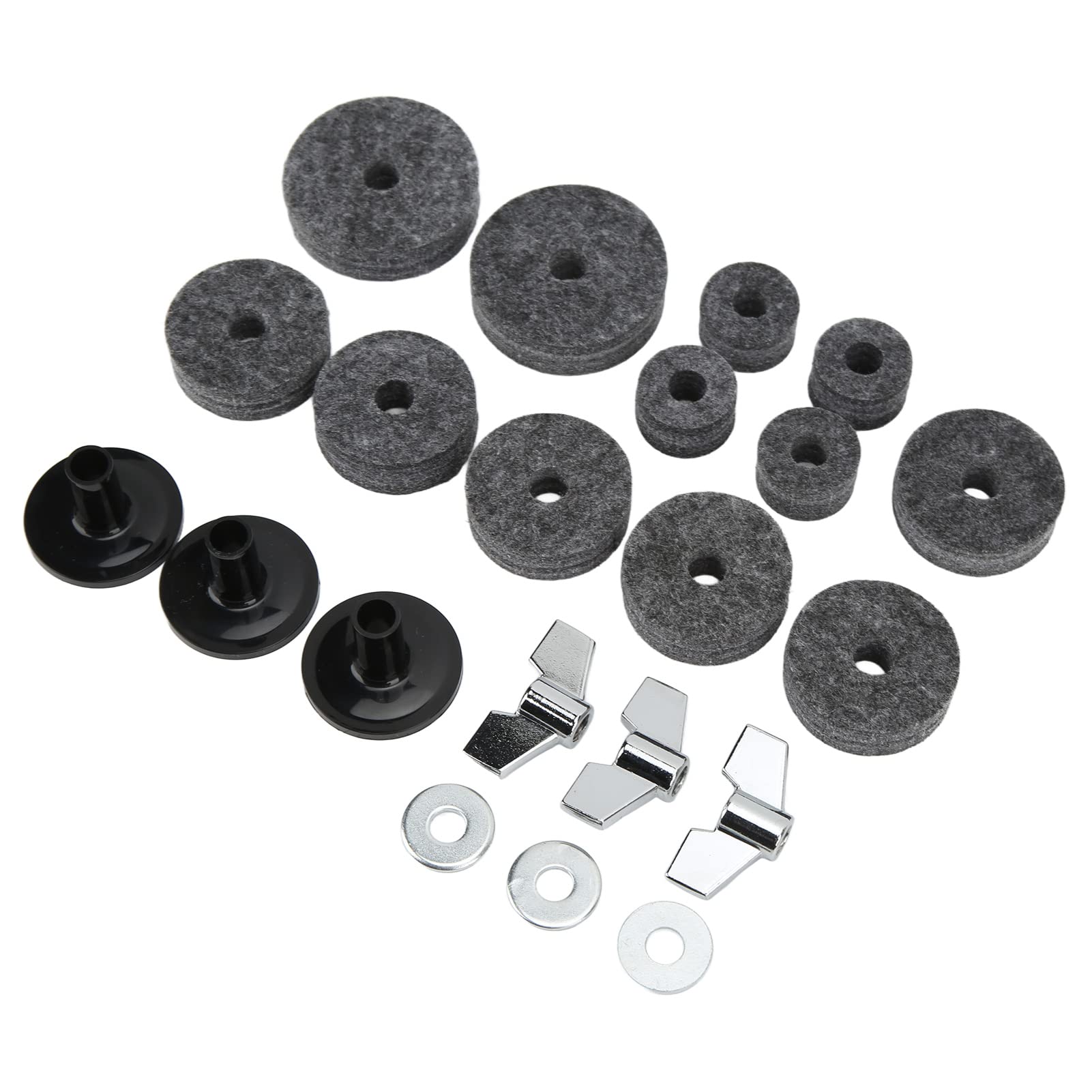 AMONIDA Accessoires de Rechange en Feutre Solide et Durable pour Kits de Batterie, Rondelles et écrous Inclus pour Coupelle D'embrayage Hi Hat, Convient à la Plupart des Batteurs (GRAY)