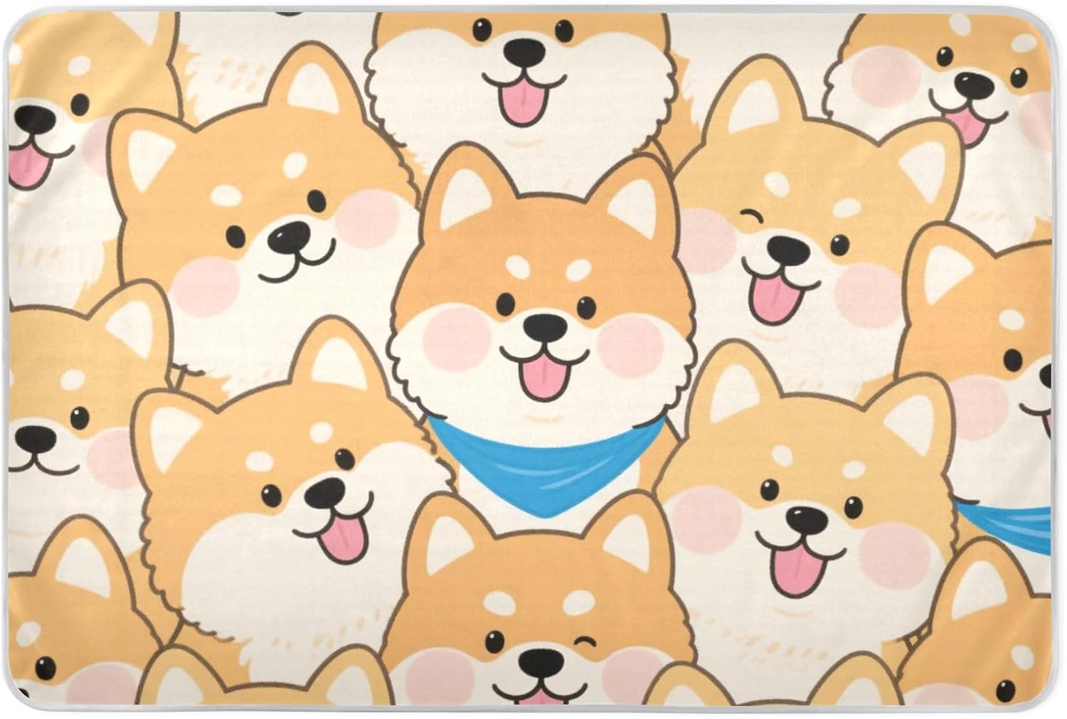 Cute Cartoon Shiba Inu Dog Extra Large Resuable Baby Bed Pad Water Resistant Mattress Pad Skin-Friendly Incontinence Pads for Baby Boys Girls , 52" L x 34" W