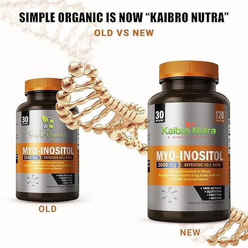 Miniatura 3 de Kaibro Nutra Suplemento de mio-inositol, mio-inositol y D-chiro inositol proporción 401, equilibrio hormonal y apoyo ovárico para mujeres con