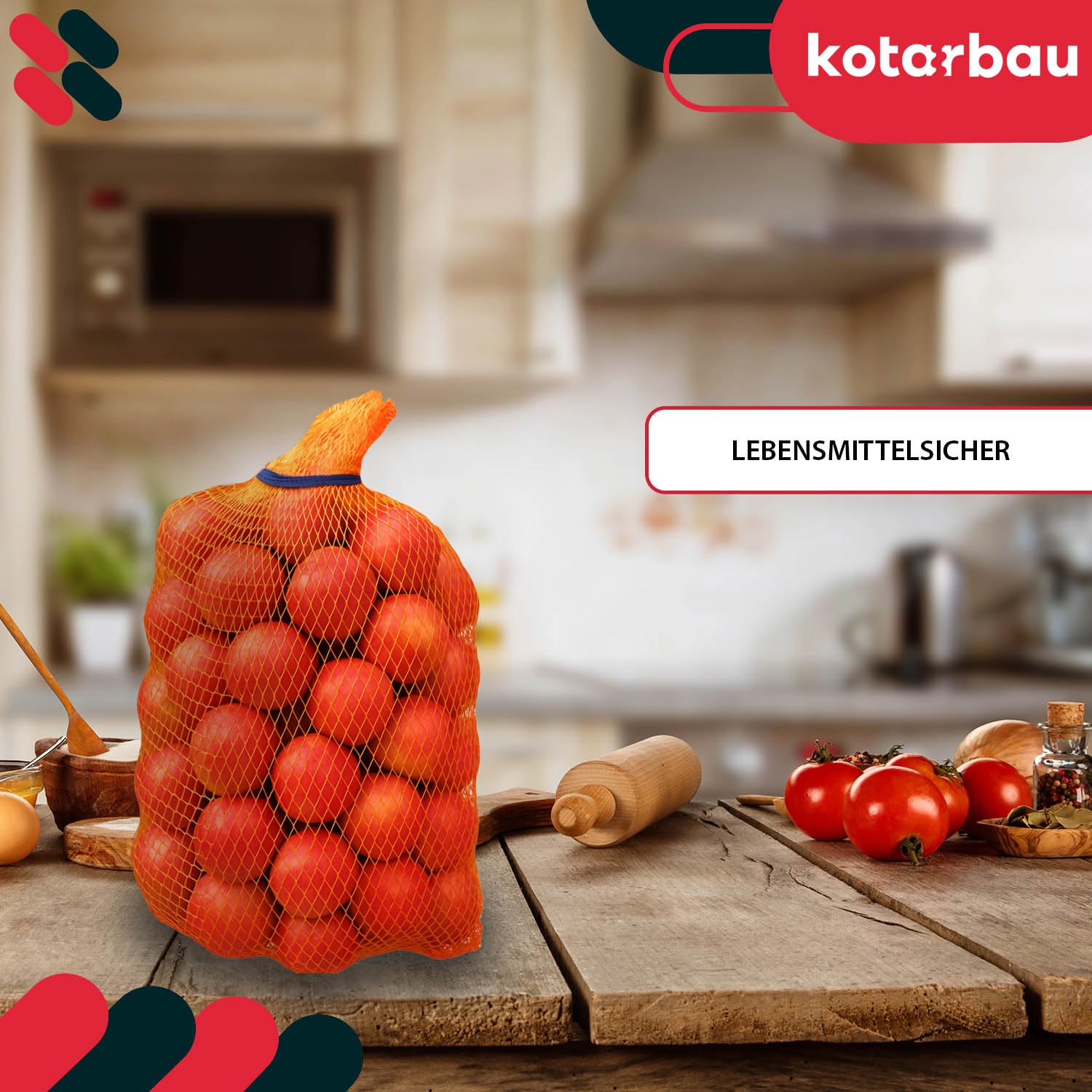 KOTARBAU Lot de 100 sacs à pommes de terre - 50 x 80 cm - Sac à fruits - 25 kg - Polypropylène - Filet à légumes - Sac de rangement - Pour oignons, pommes de terre, légumes, orange