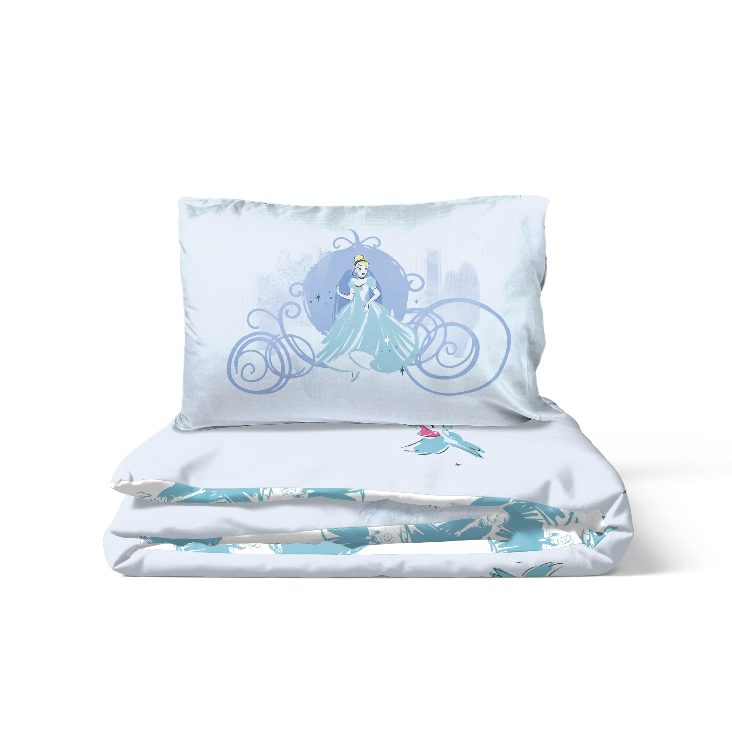 Jay Franco Principessa – Cenerentola – Abito “True Blue” – Set copripiumino singolo (camera da letto)