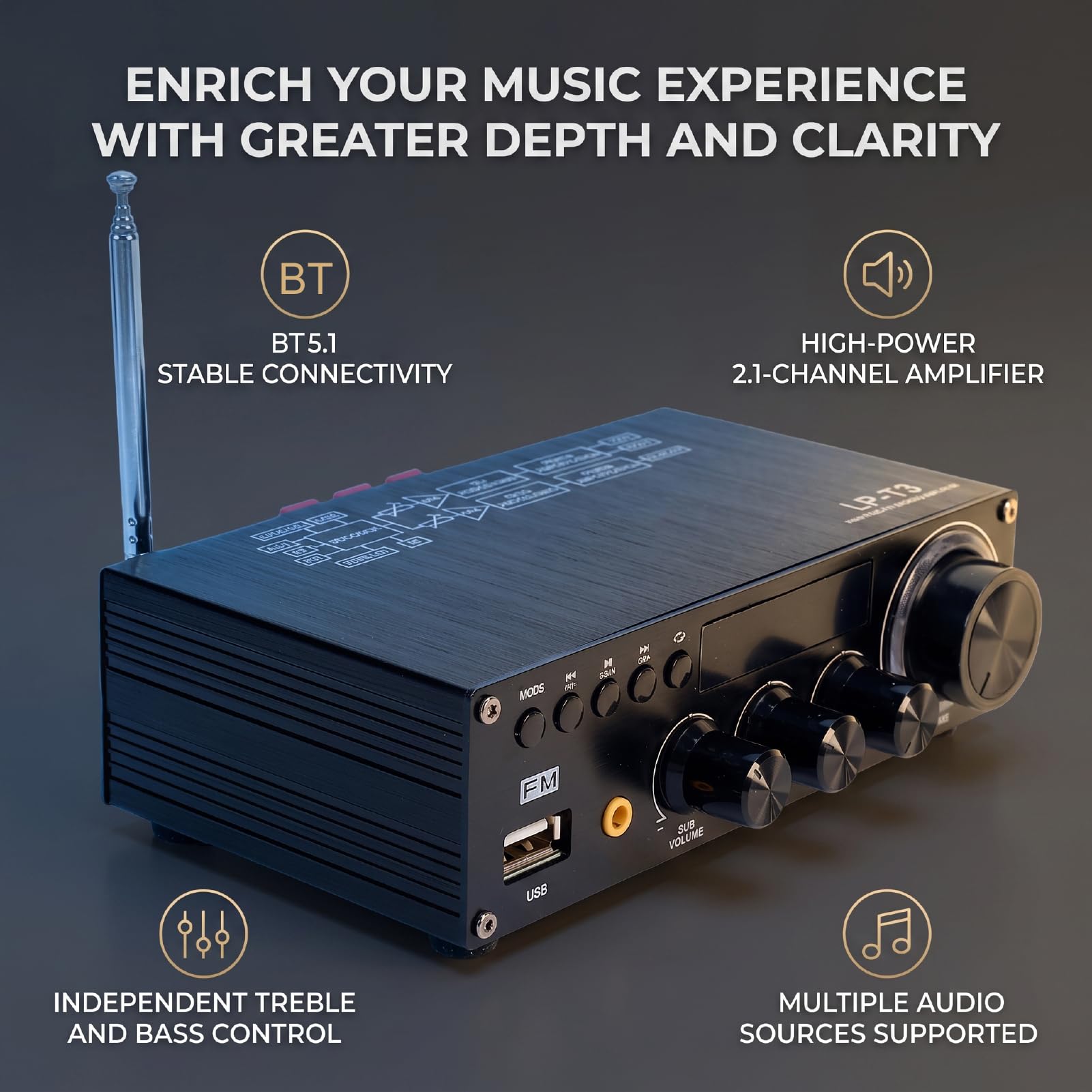 Carte Amplificateur de Puissance Bluetooth 2.1 Canaux 5.1 (Prise UE)