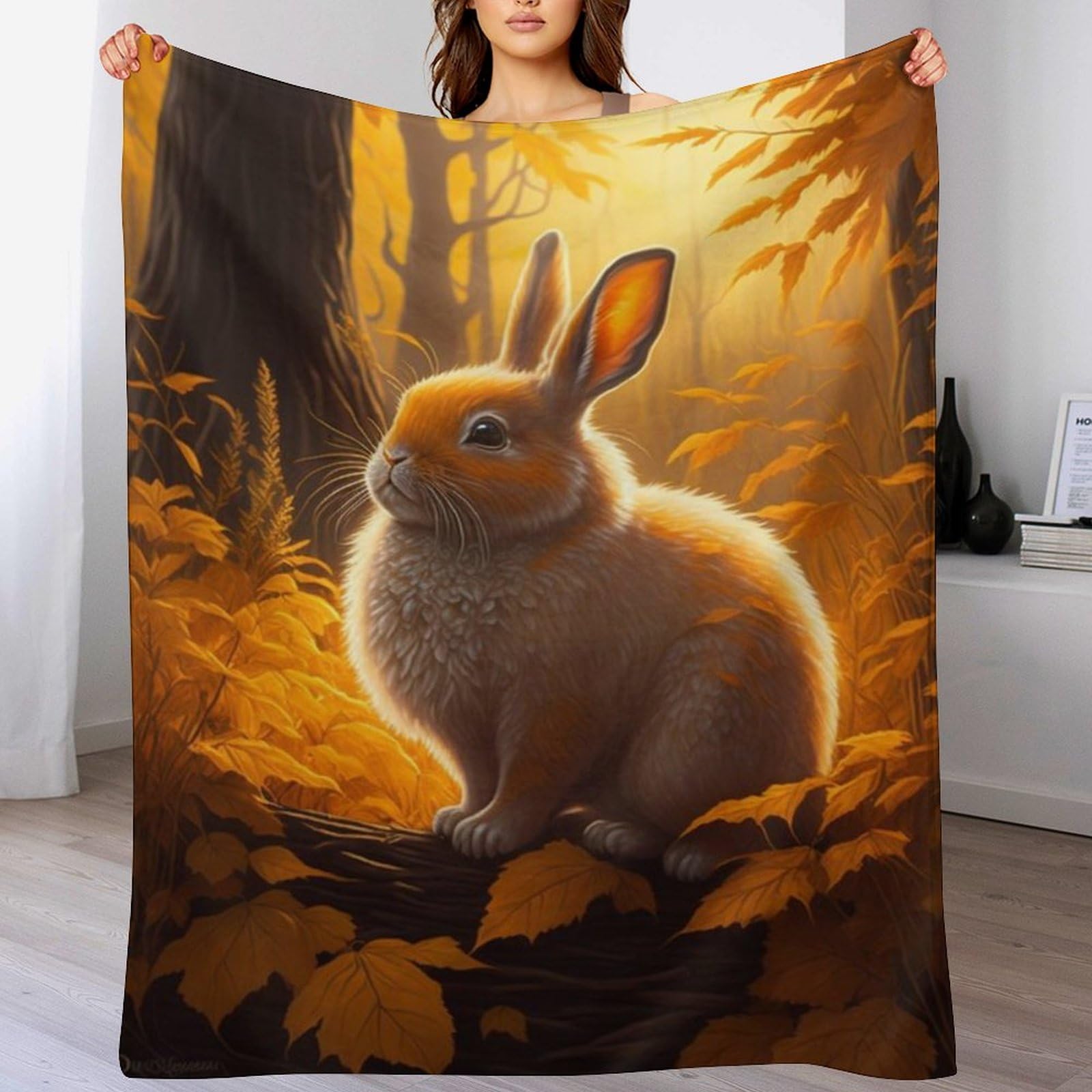 Couverture en Flannel Épaisse Lapin Plaid Moelleux Haute Qualité Lit Chaud 150x200