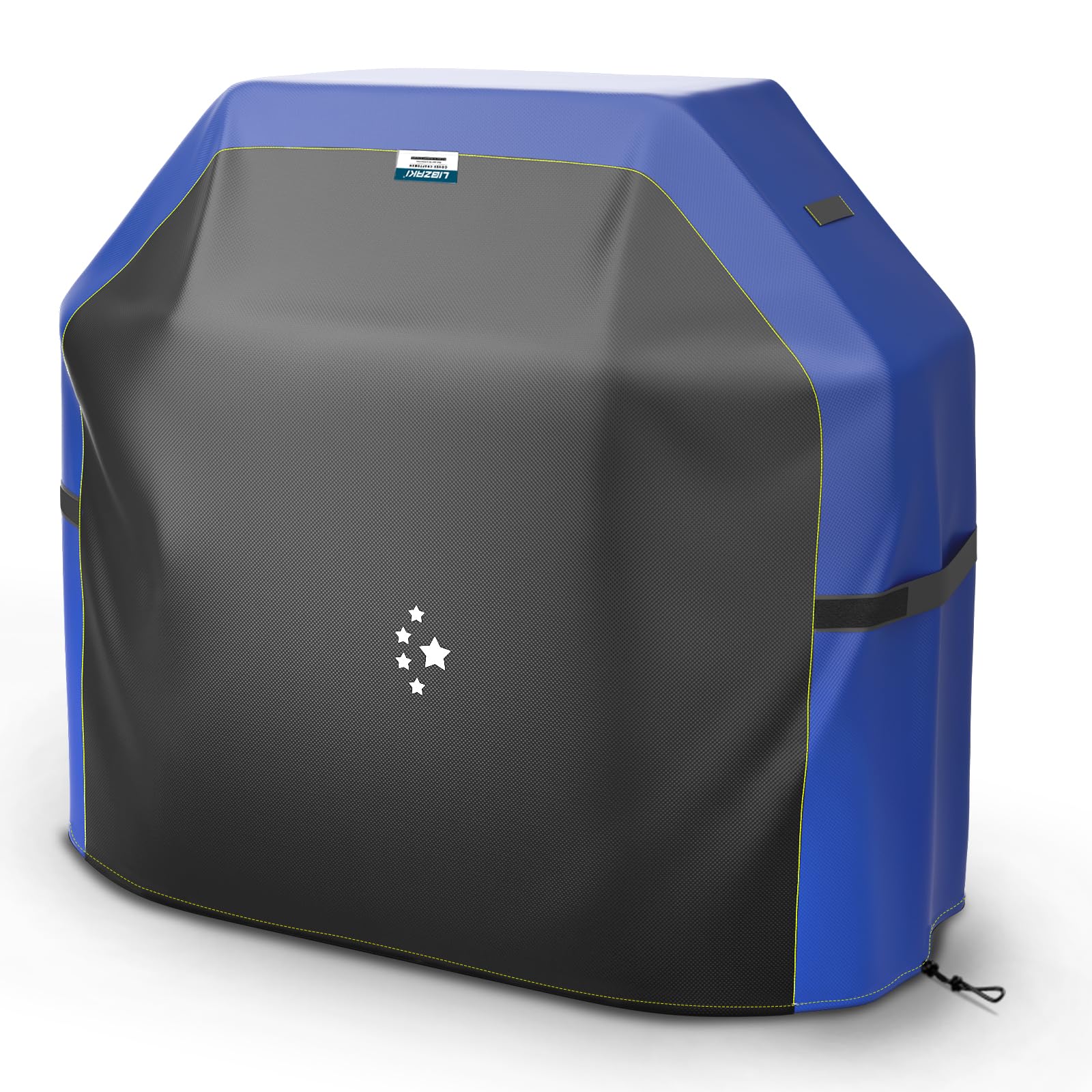 LIBZAKI Grill Cover 600D Heavy Duty Waterproof, Weather Resistant, Rip-Proof, Anti-UV, Fade Resistant,Gas Grill Cover for Weber,Char Broil,Nexgrill Grills, etc.72 inches-Black/Blue