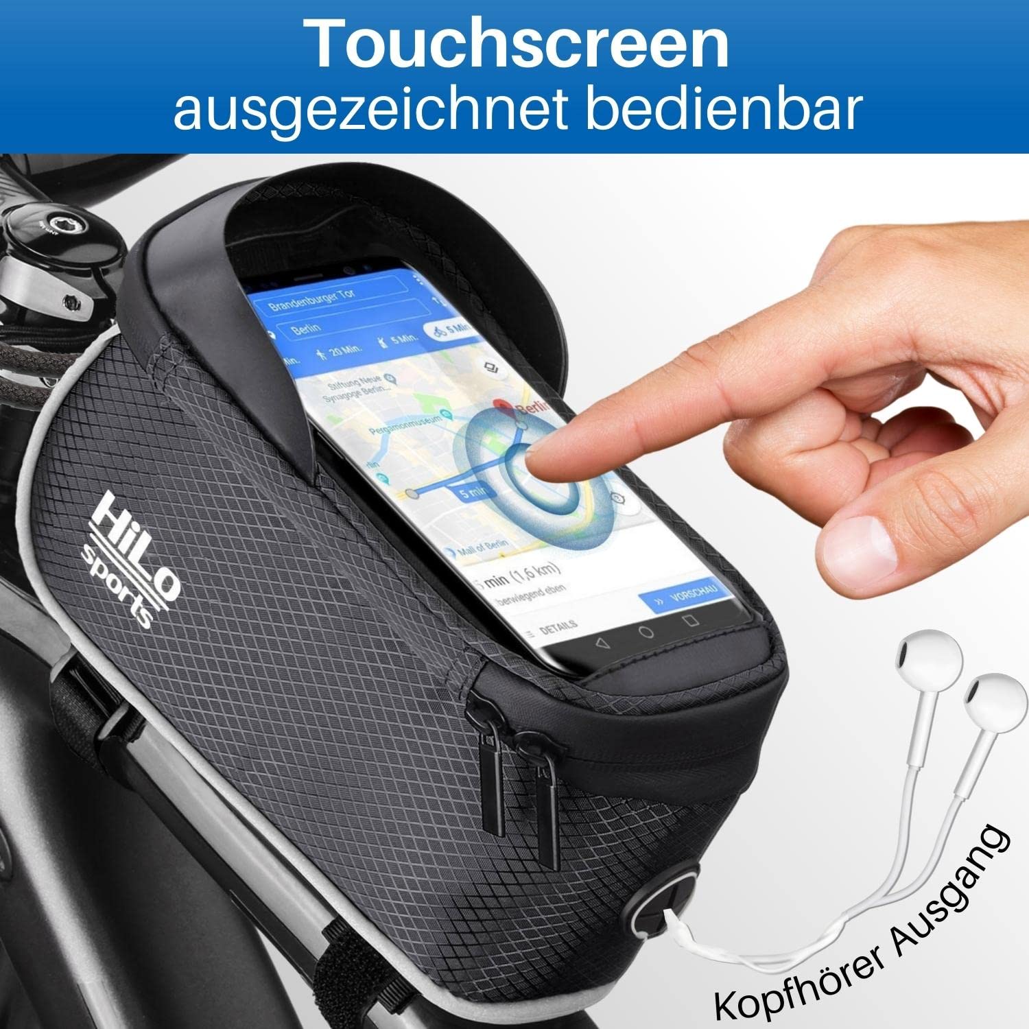hilo fahrradtasche sports Bike Top Tube Bag for Smartphone Water-Repellent - Wheel Frame Bag on the Top Tube Zustand:Neu - Verpackung geöffnet (Retoure) Hamax Fahrradanhänger Outback One lifestyle-accessories