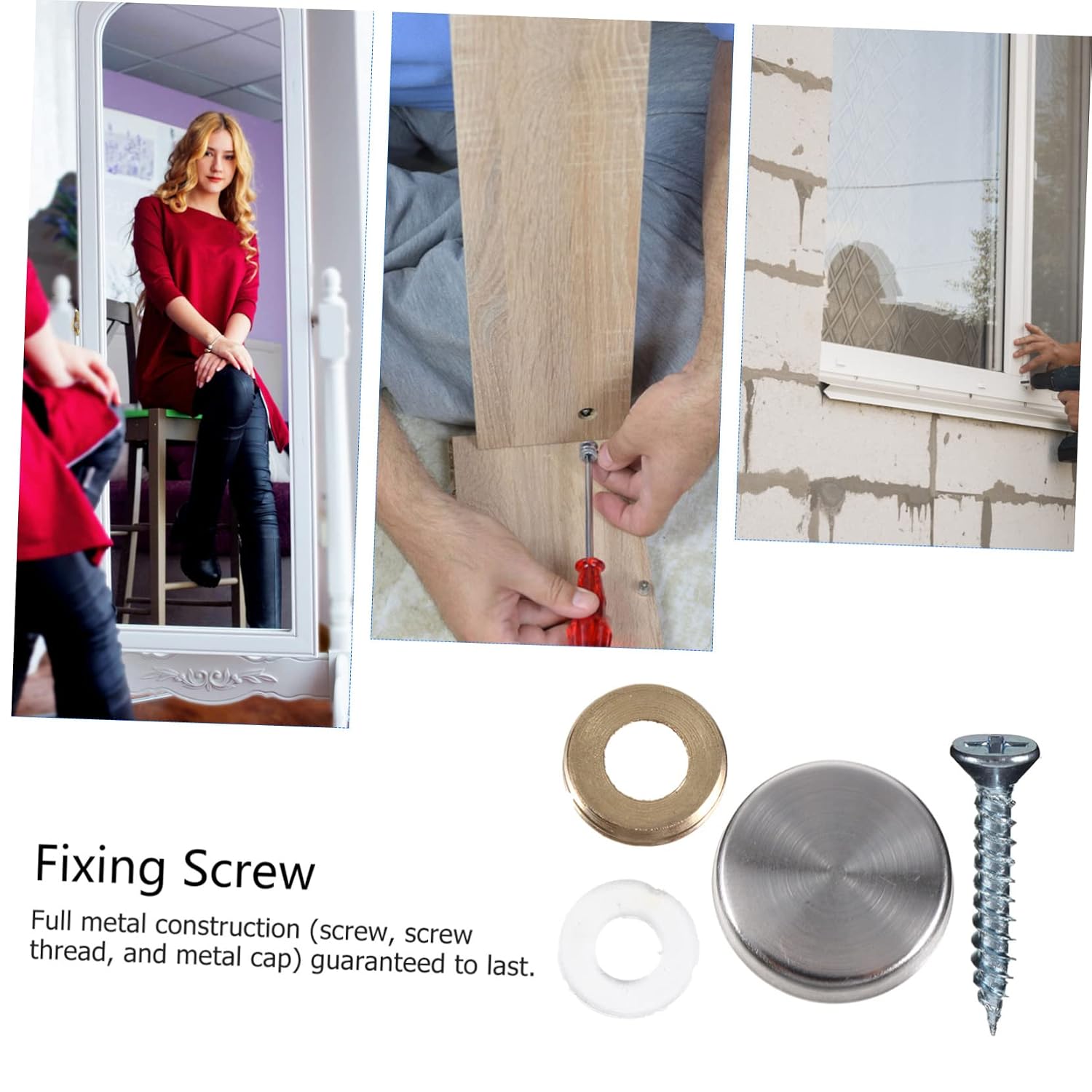 IMIKEYA 24pcs Stainless Steel Mirror Nails Decorative Caps Metal Fixing Screws for Acrylic Furniture and Glass for Home Decoration