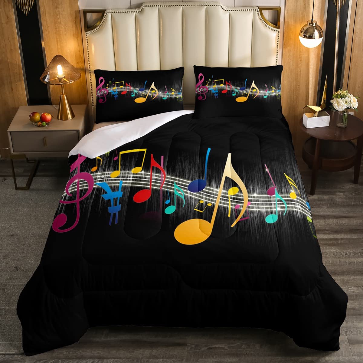 Set Biancheria Da Letto Musicale Per Bambini E Ragazzi - Motivo Ritmico Tie-Dye - Copripiumino E Federa - Morbido E Lavabile