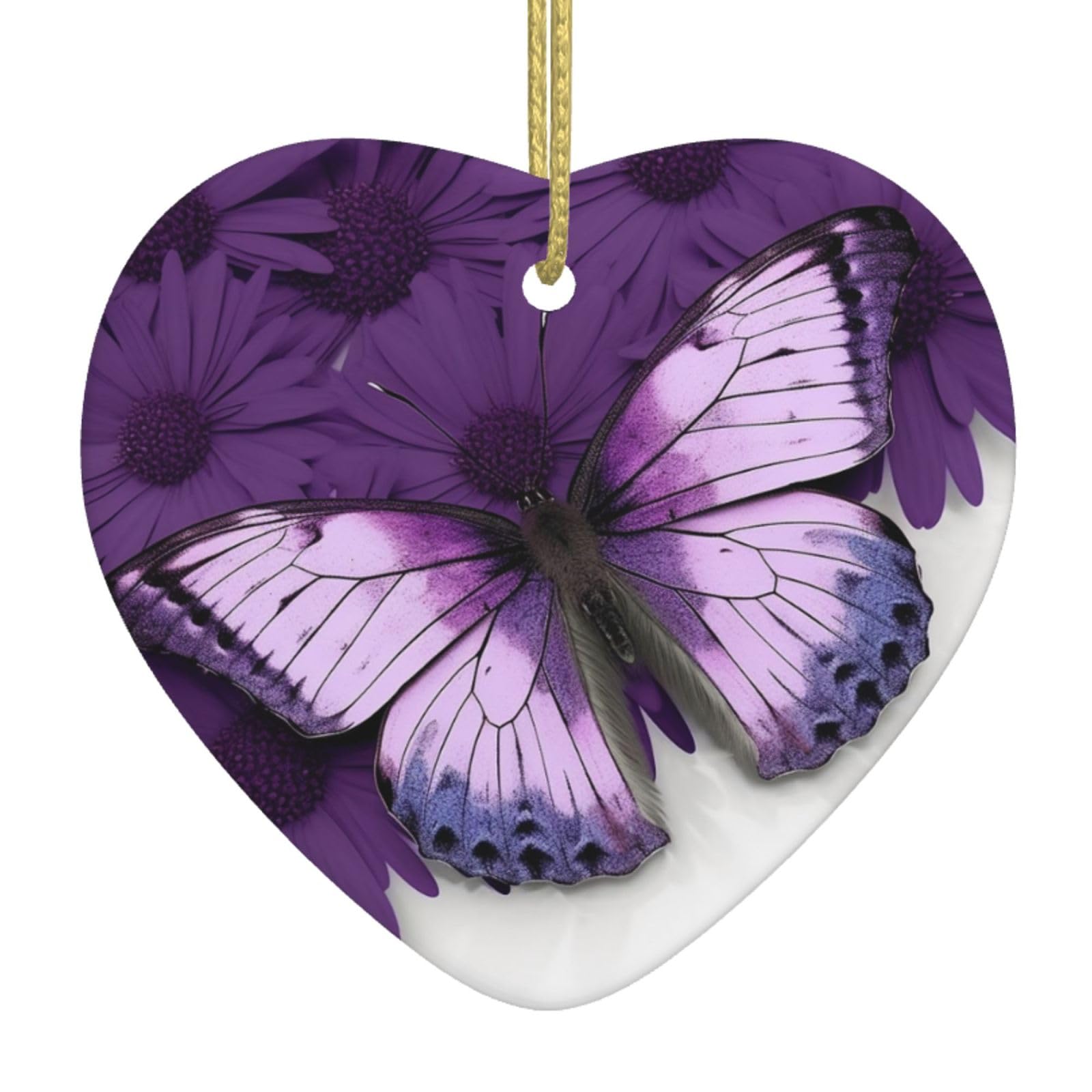 Fodpand Women's White Beautiful Butterfly Christmas Ornaments 2025, Gift Exchange For Men, Collectible Ceramic Ornament Heart Hanging Ornaments For Christmas Tree Decoration