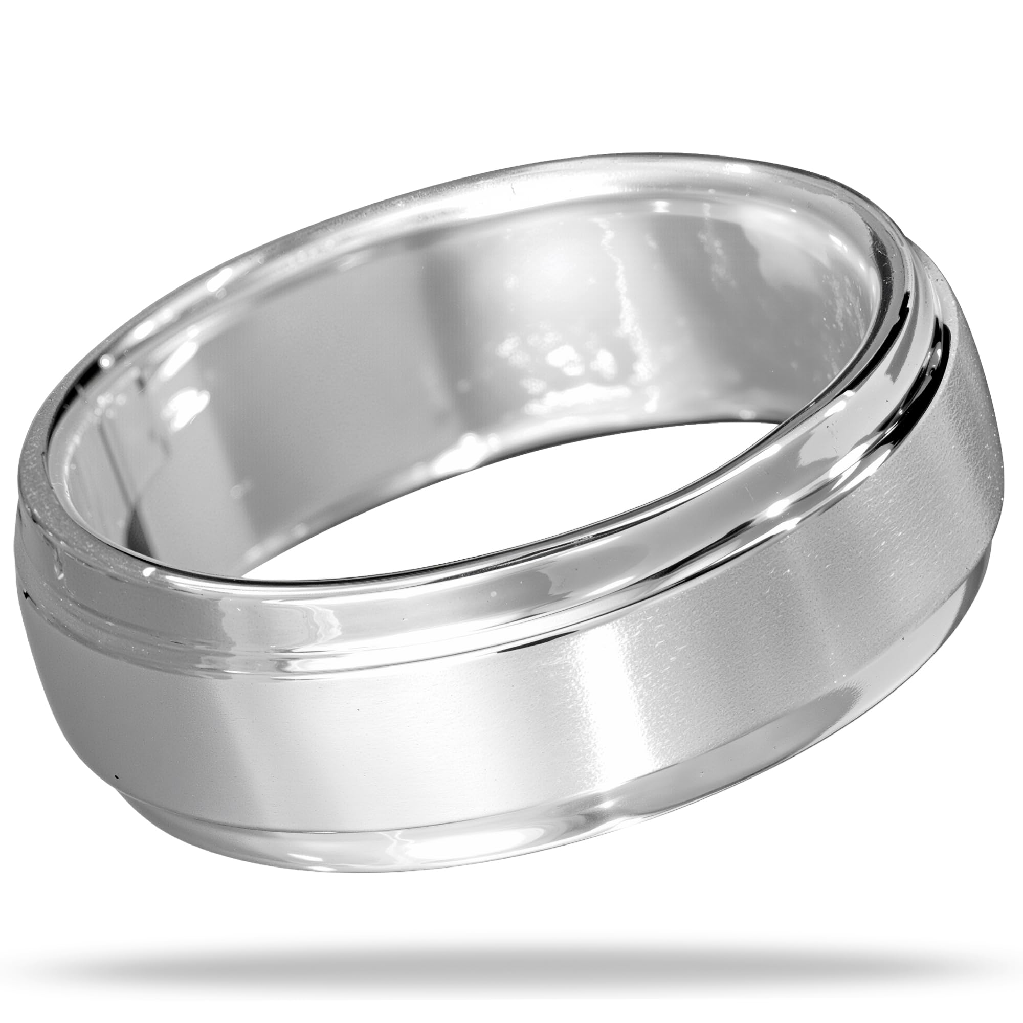 Vinani Ring aus 925 Sterling Silber - Schmaler Damenring mit zwei Bändern mattiert und glänzend klassisch zeitlos für Frauen, nickelfrei & antiallergisch, Designed in Deutschland, RIL