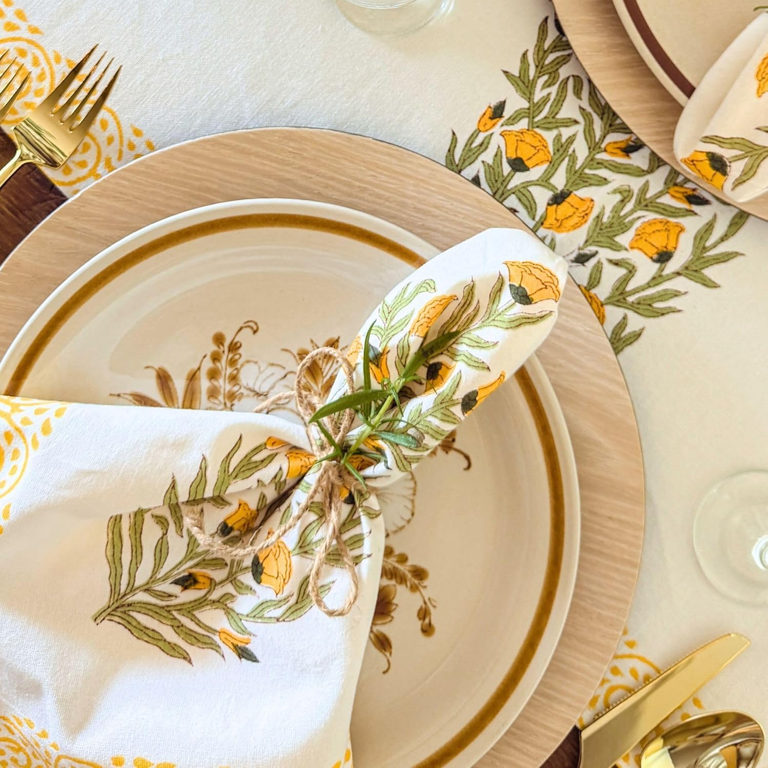 Handcrafted Hand Block Print Cloth Dinner Napkins Set of 4, Cotton – Reusable, Washable, Sustainable, Gift‑Boxed - Dining Holidays & Special Occasion