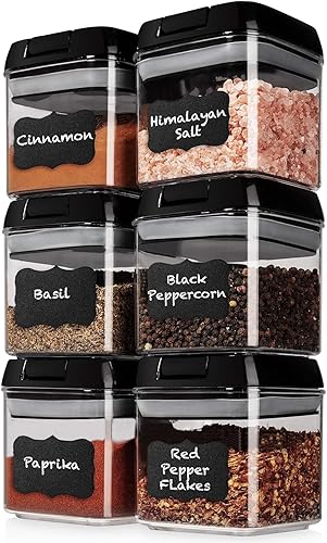 Miniatura 1 de Shazo 6 recipientes herméticos de almacenamiento de alimentos, recipientes de plástico transparente sin BPA para aperitivos y especias con tapas de