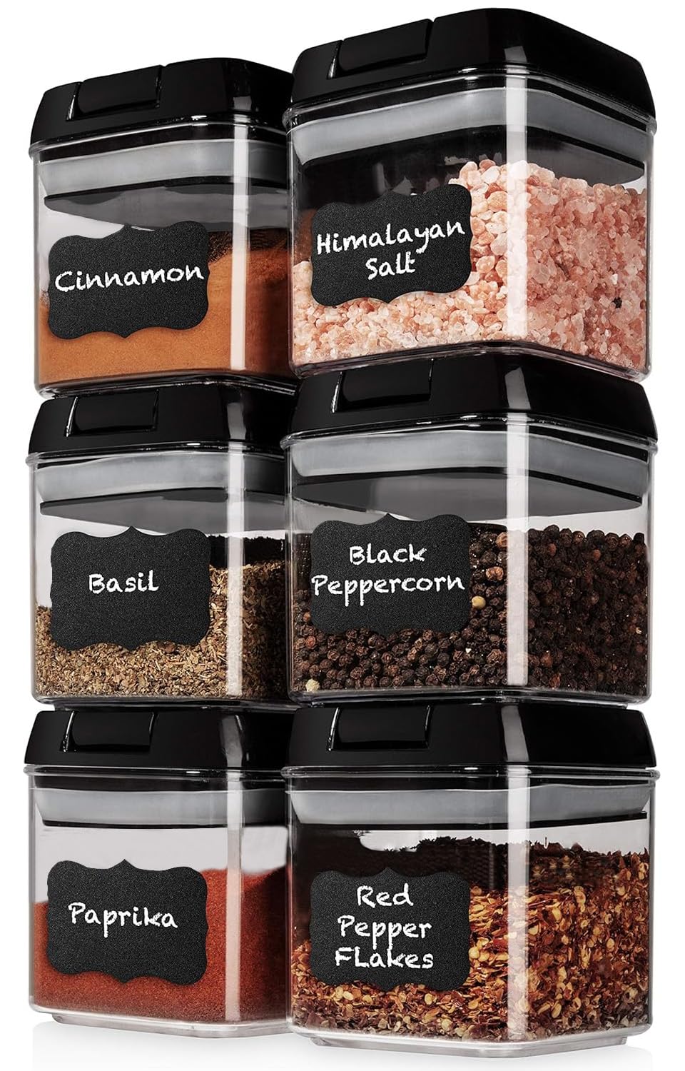 Shazo 6 PC Airtight Food Storage Containers - BPA Free Clear Plastic Snack & Spice Containers with Easy Lock Lids - Kitchen and Pantry Organization for Herbs, Coffee, Tea - 0.5L / 2.1 Cups