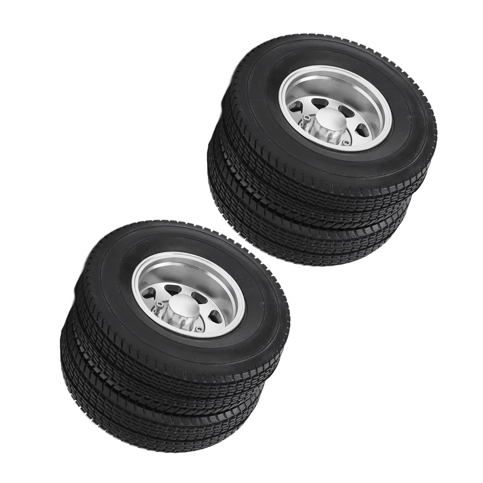 RC-Legierungs-Hinterradnabenfelgen mit Gummireifen für Traktor (Silver)