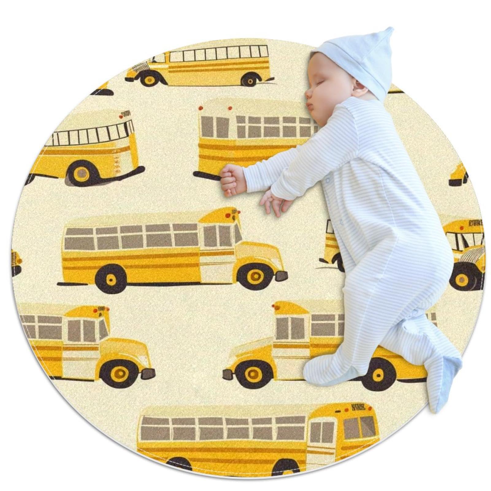 Paillasson canapé tapis chambre rond 1m antidérapant jaune bus scolaire