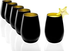 Stölzle Lausitz Olympic Mugs, 465 ml, Set of 6 Water Glasses (Matte), Dishwasher Safe, Lead-Free Crystal Glass, High Quality