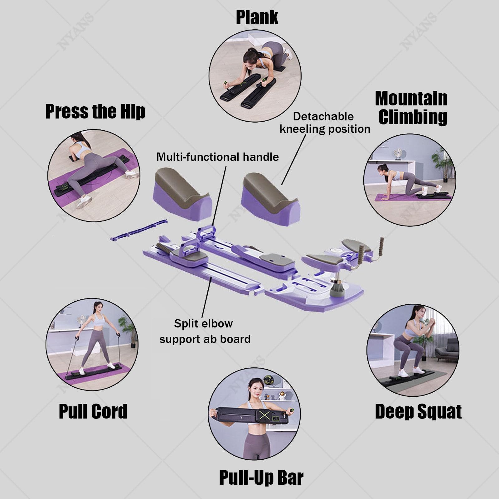 Trener Do Ćwiczeń Pełzania Spine Twist & Stretch, Maszyna Do Ćwiczeń Pełzania z Licznikiem LED, 3 Regulowane Wysokości, 70 Cm, Ćwiczenia o Niskim Wpływie, Udźwig 230 Kg Purple
