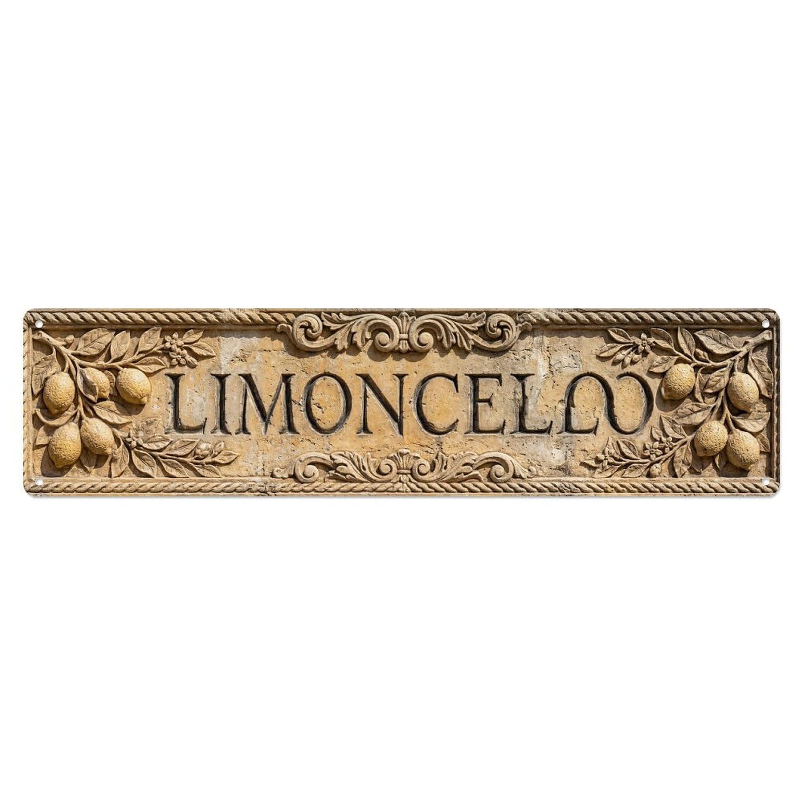 Vintage Limoncello Stone Carved Liqueur Metal Tin Sign Plaque Wall Decor for Cafe, Club, Garden Metal Poster 4x16Inch