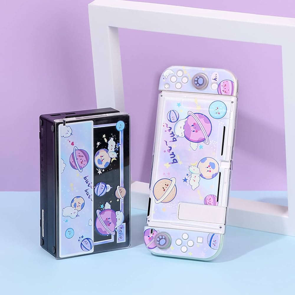 ニンテンドースイッチ　ケース付き　紫 黄色 ▽Joy-Conシリコンケース▽Switch スイッチ 紫 黄色 - メルカリ