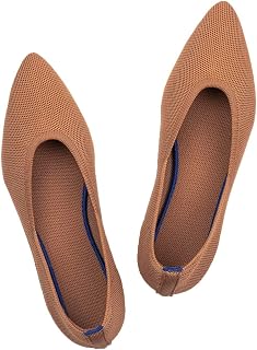 Frank Mully Womens Pointed Toe Flats Knit Dress Shoes Comfort Women Shoes Softable