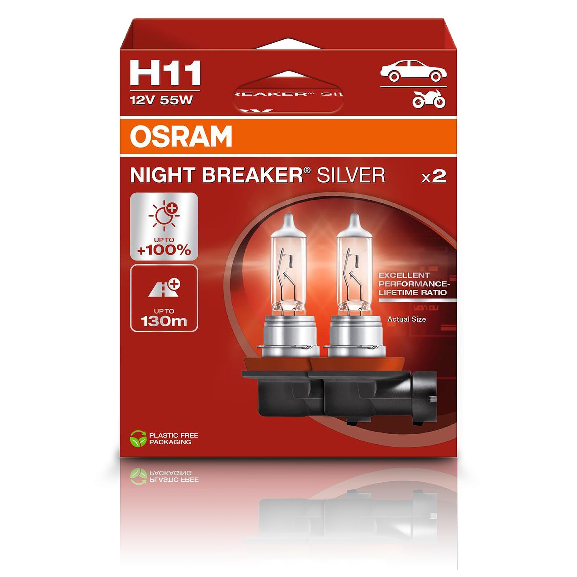 ※朱蒙※【新品未開封】【11個セット】ハロゲン電球 OSRAM 75W OSRAM NIGHT BREAKER SILVER, H11, lâmpadas de farol de halogêneo