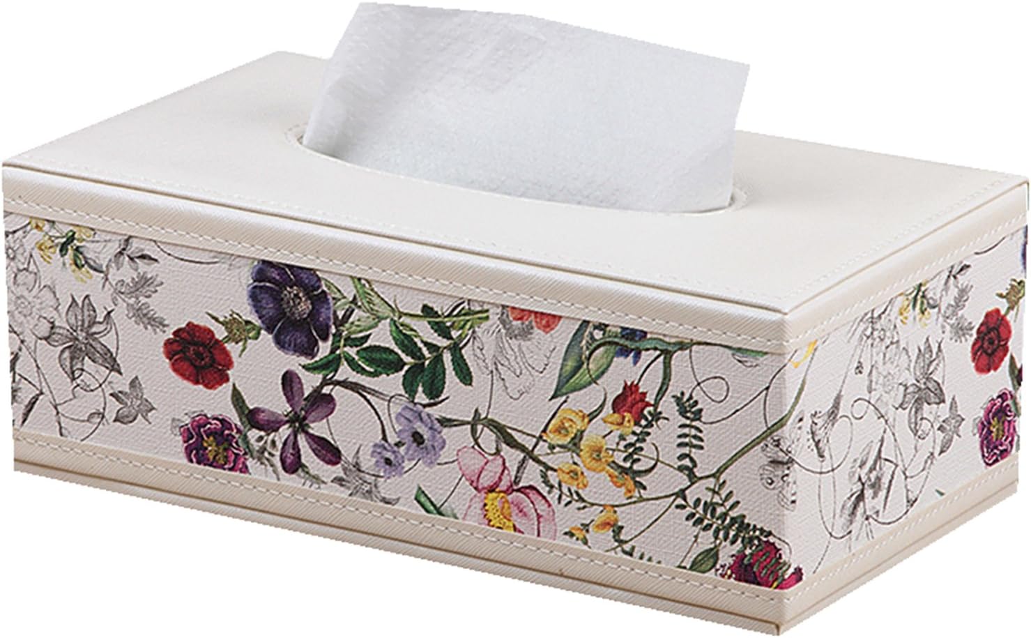 S Forever Home Decor Flower Pattern Faux Leather Tissue Box Cover (Square)