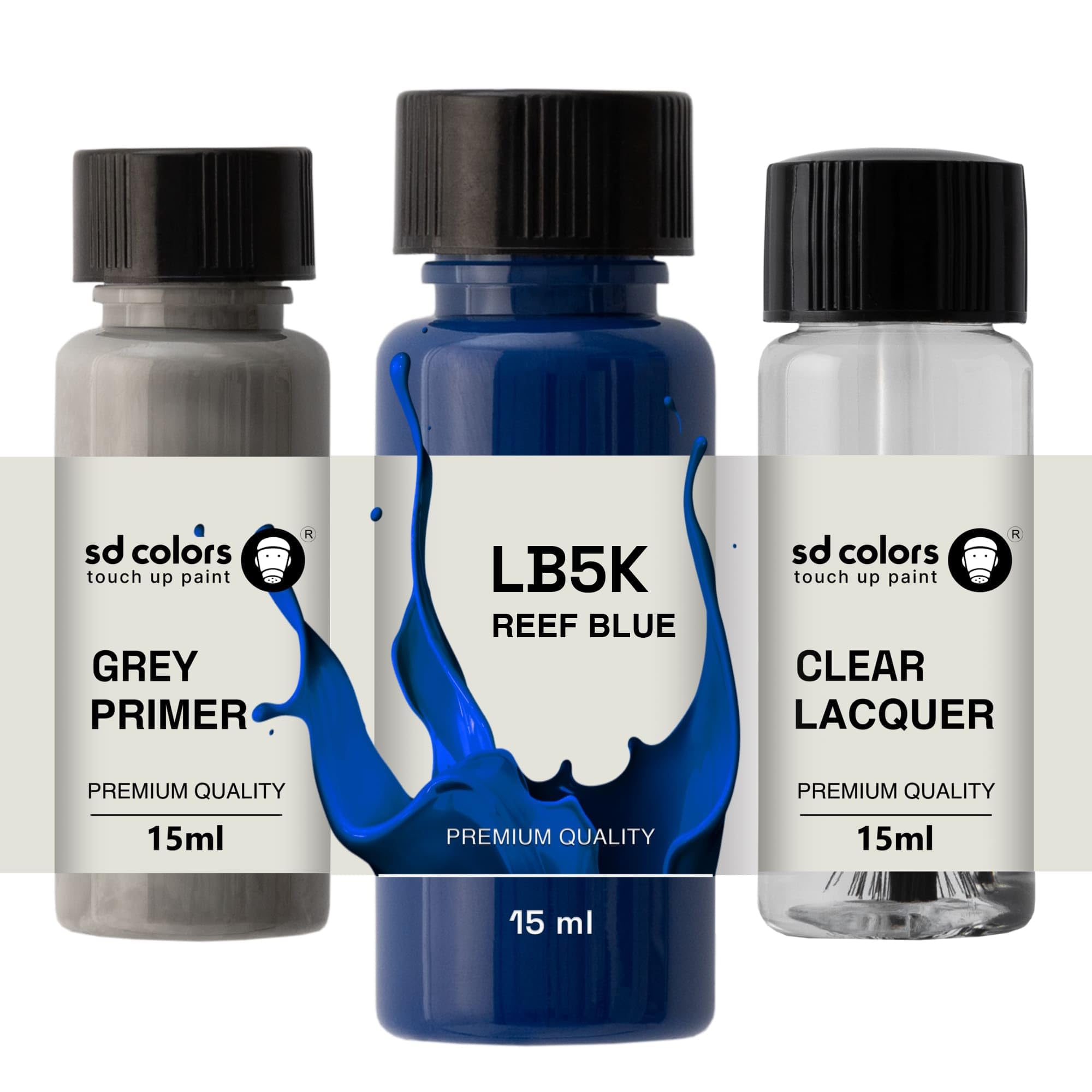 SD COLORS REEF BLUE LB5K 0A B5K New Touch Up Paint 15 ML REPAIR SCRATCH CHIP BRUSH COLOR CODE LB5K 0A B5K REEF BLUE (PAINT+PRIMER+LACQUER)