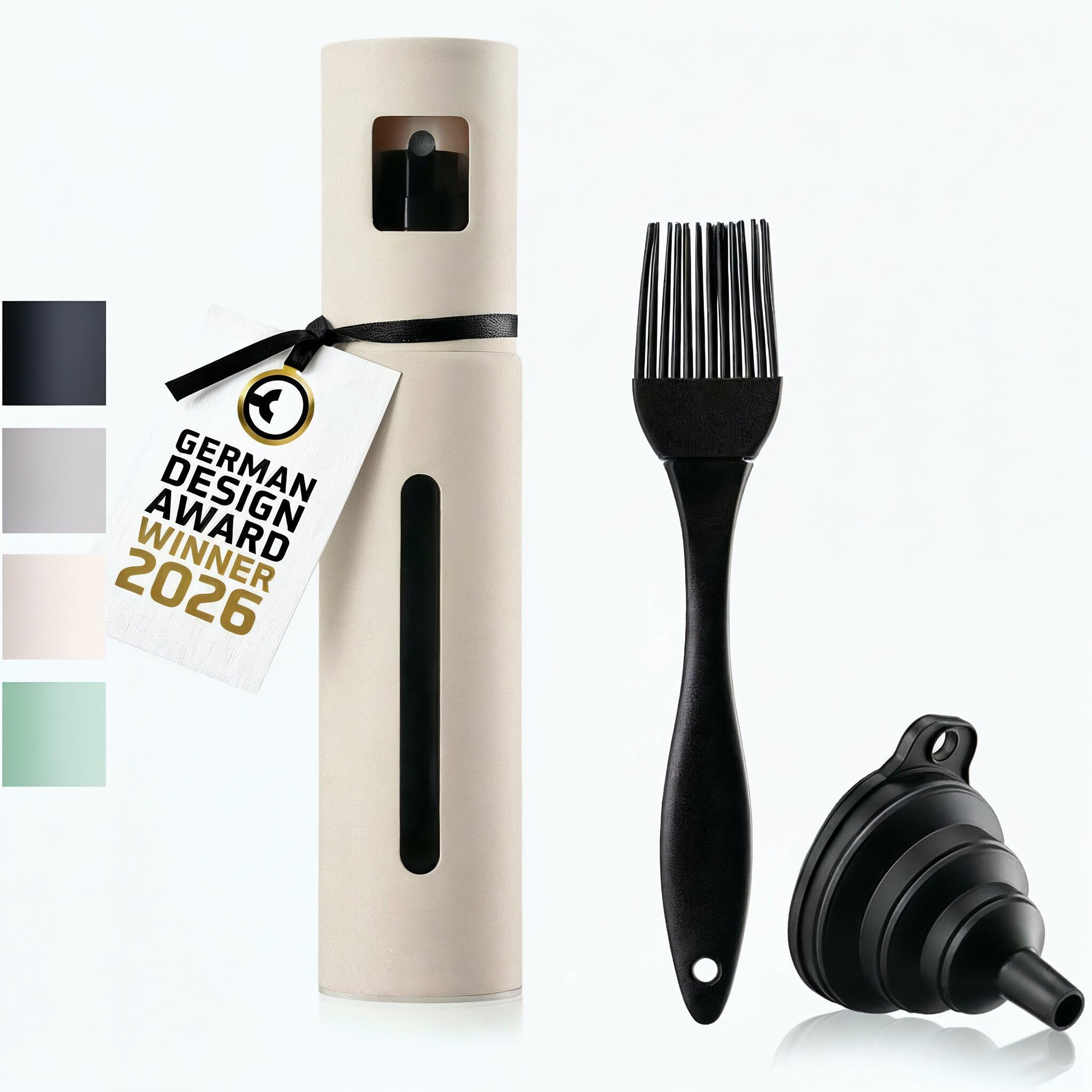 Schmidt & Kramer Ölsprüher I hochwertige Öl-Sprühflasche aus Edelstahl & Glas, für gesundes Kochen I praktischer Sprüher für präzise Dosierung I für alle Speiseöl & Essig Sorten geeignet (Sand)