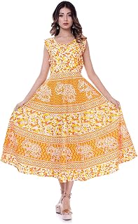 Women Cotton Printed Yellow Kurti Free Size XL