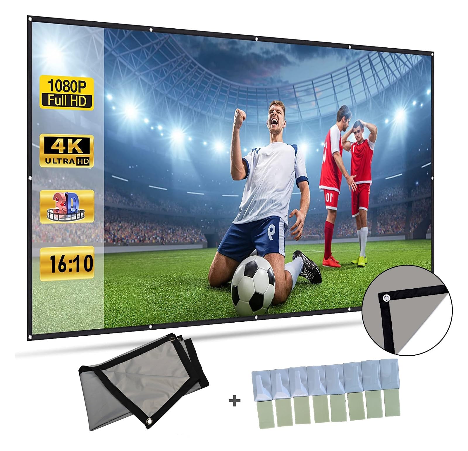 Telo Proiettore Schermo for proiettore Grigio 16:10 Metallo Anti Luce Tenda Tessuto Riflettente Schermi di proiezione for proiettore 3D HD DLP(84 inch)