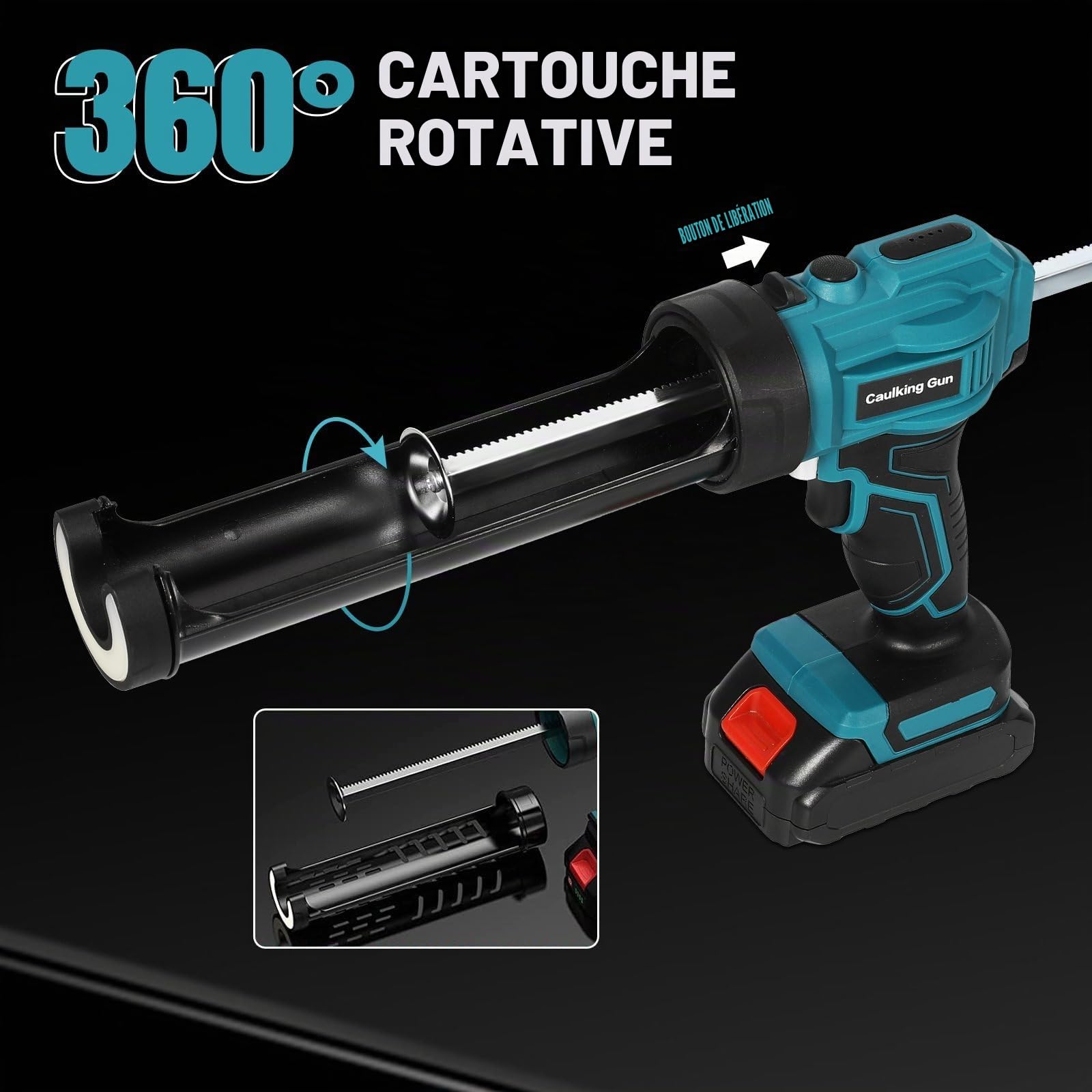 Makita 18V Pistolet Applicateur de Cartouche 300 ml 4 Vitesses Anti-goutte LED