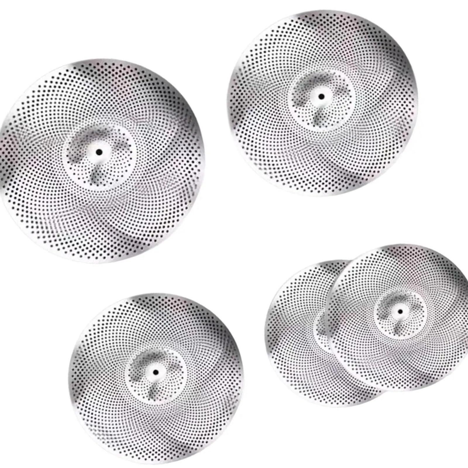 5-teiliges 14-Zoll-Hi-Hat-Becken + 16-Zoll-Crash-Becken + 18-Zoll-Rash-Becken + 20-Zoll-Ride-Becken mit geringer Lautstärke für Schlagzeug, Proberaum, Wohnung