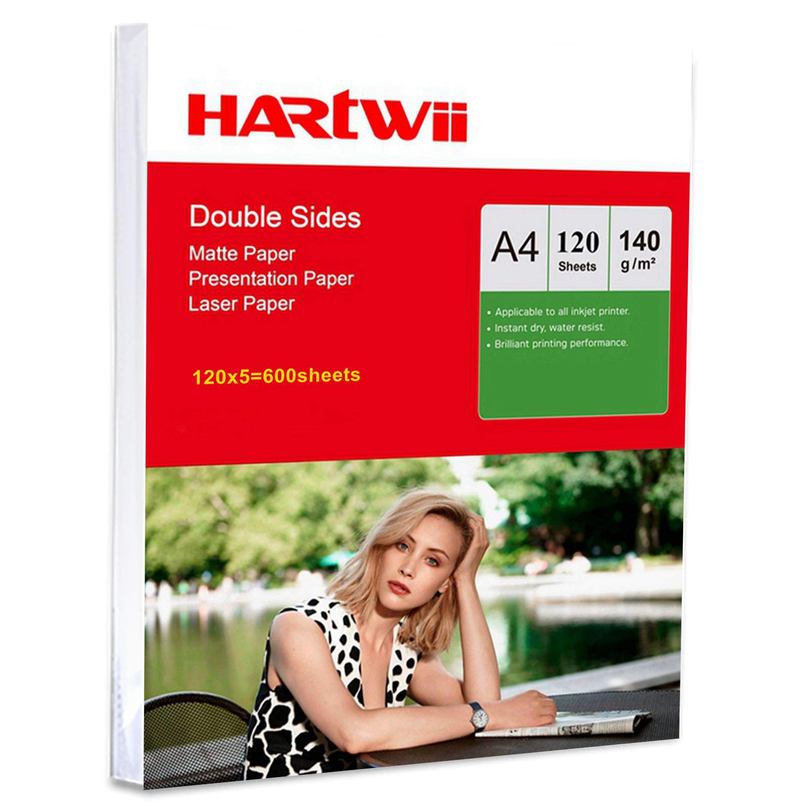 Papier fotograficzny A4 cienki matowy 140 g/m2 - 600 arkuszy dwustronny matowy papier atramentowy do druku atramentowego obraz Hartwii