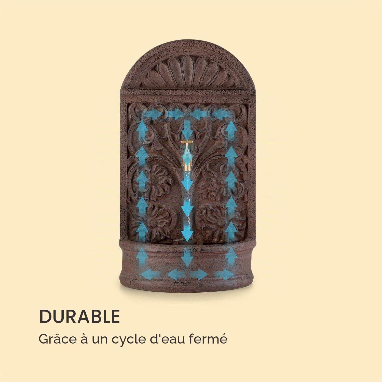 blumfeldt Blumquell - Fontaine de Jardin Solaire, décorative, éclairage LED: Blanc, pour l'extérieur, Motifs Floraux, Batterie, câble Extra Long 5m - Marron