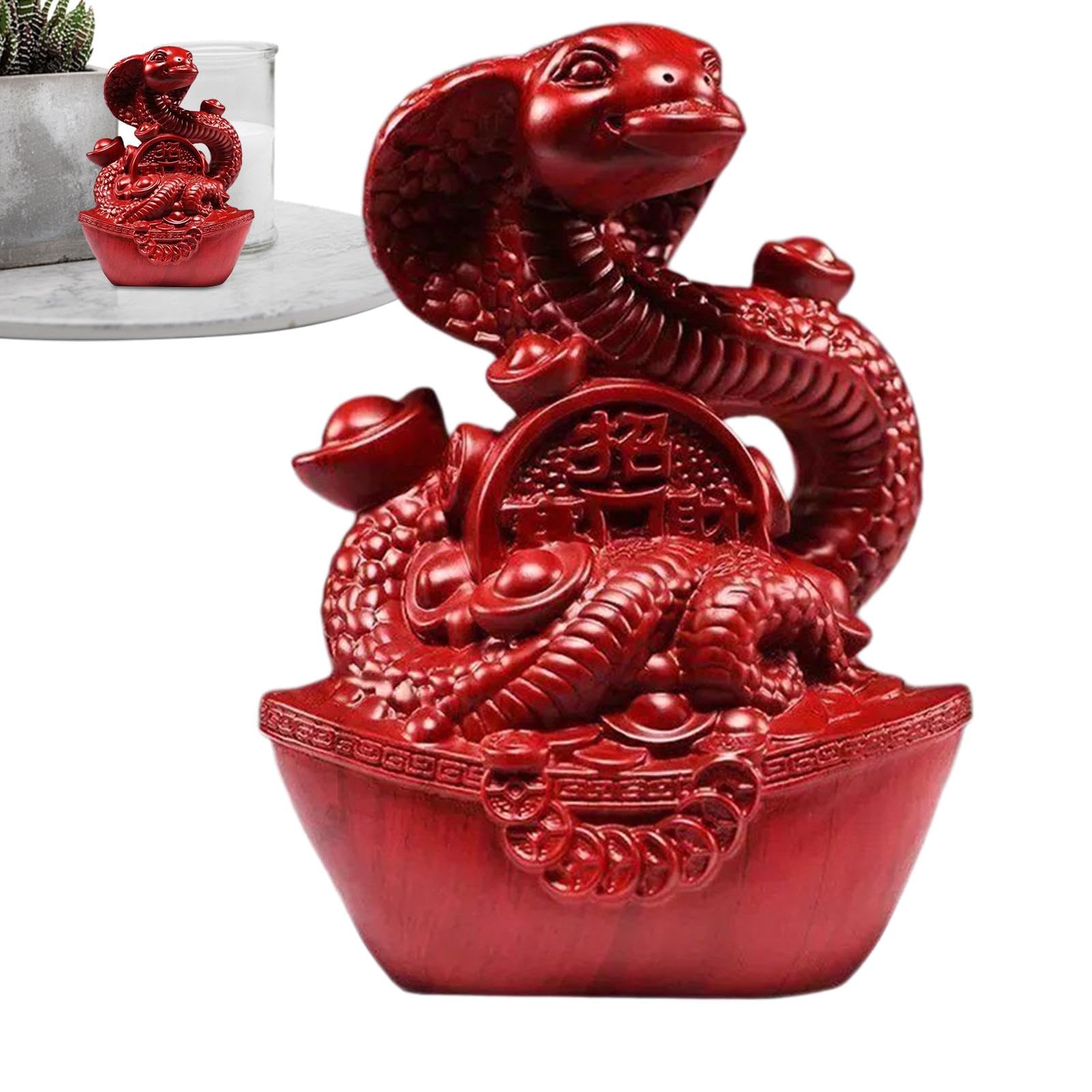 Figurine de serpent traditionnelle en résine dorée pour salon et bureau