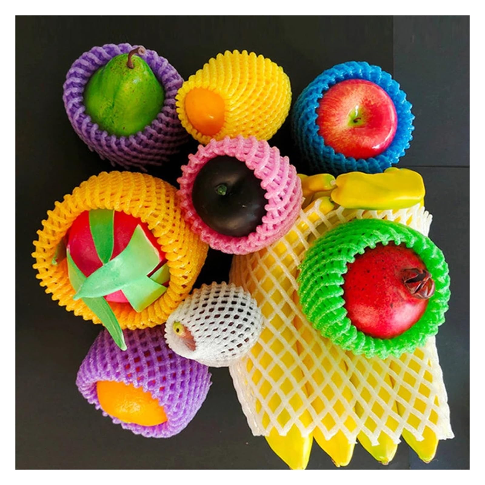 Bolsas de malla reutilizables para frutas y verduras, embalaje protector para artículos frágiles, bolsas de transporte a prueba de golpes con acolchado de espuma (azul, 13 x 6 cm)