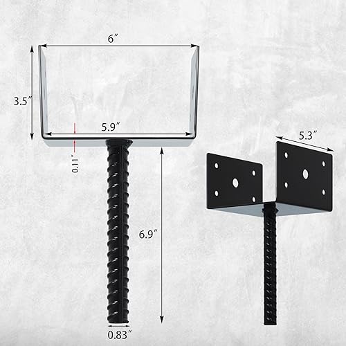 Miniatura 2 de Gtongoko Soporte para poste de valla en forma de U, 6 x 6 pulgadas, paquete de 4, adecuado para postes de madera de 5.5 x 5.5 pulgadas, base