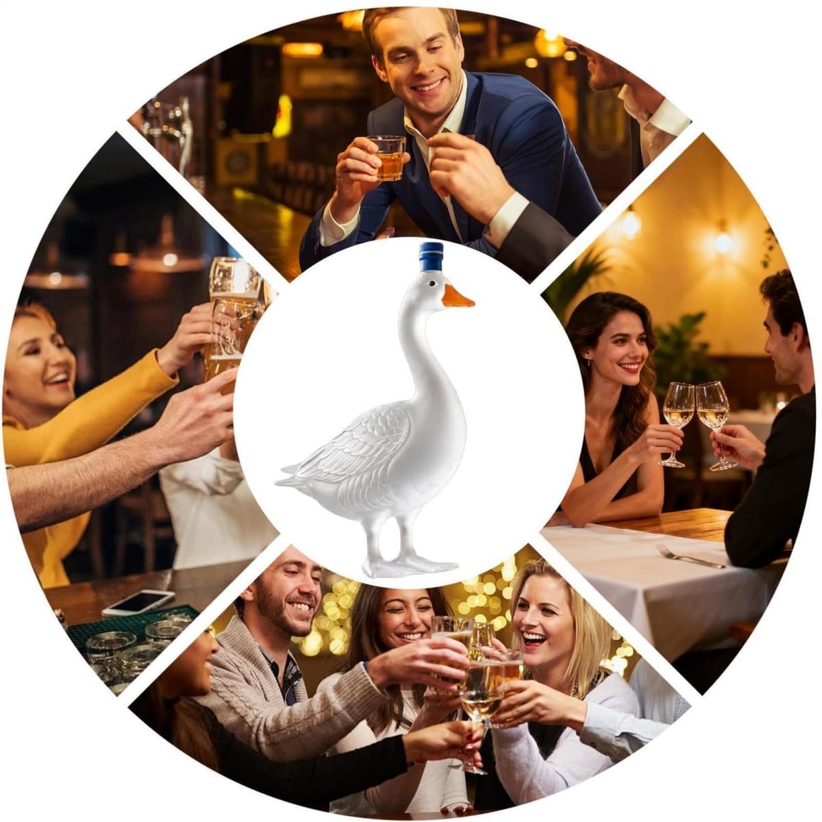 30th Anniversary 3D Sculpted Vodka Bottle, Funny Goose Wine Bottle, 350ml Glass Whiskey Decanter Container, Transparent Liquor Decanter, Gift for Bar, Home, Party, Man, Father (Transparent)