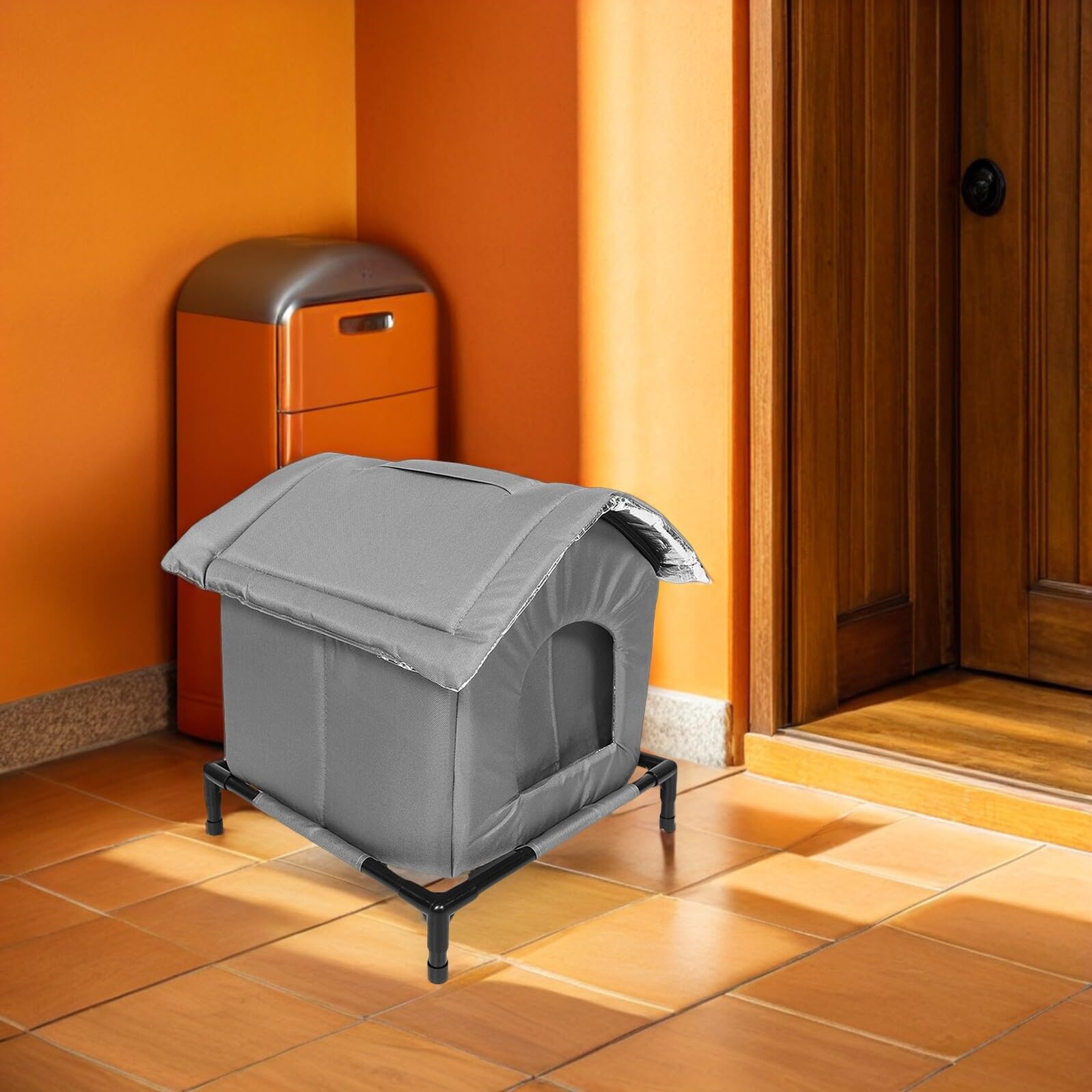 Toyvian Abri Imperméable pour Chats d'Extérieur Niche Isolée et Fermée Petite Taille Lit Maisonnette Doublure Thermique Refuge Sécurisé et Résistant aux Intempéries pour Hiver Tente