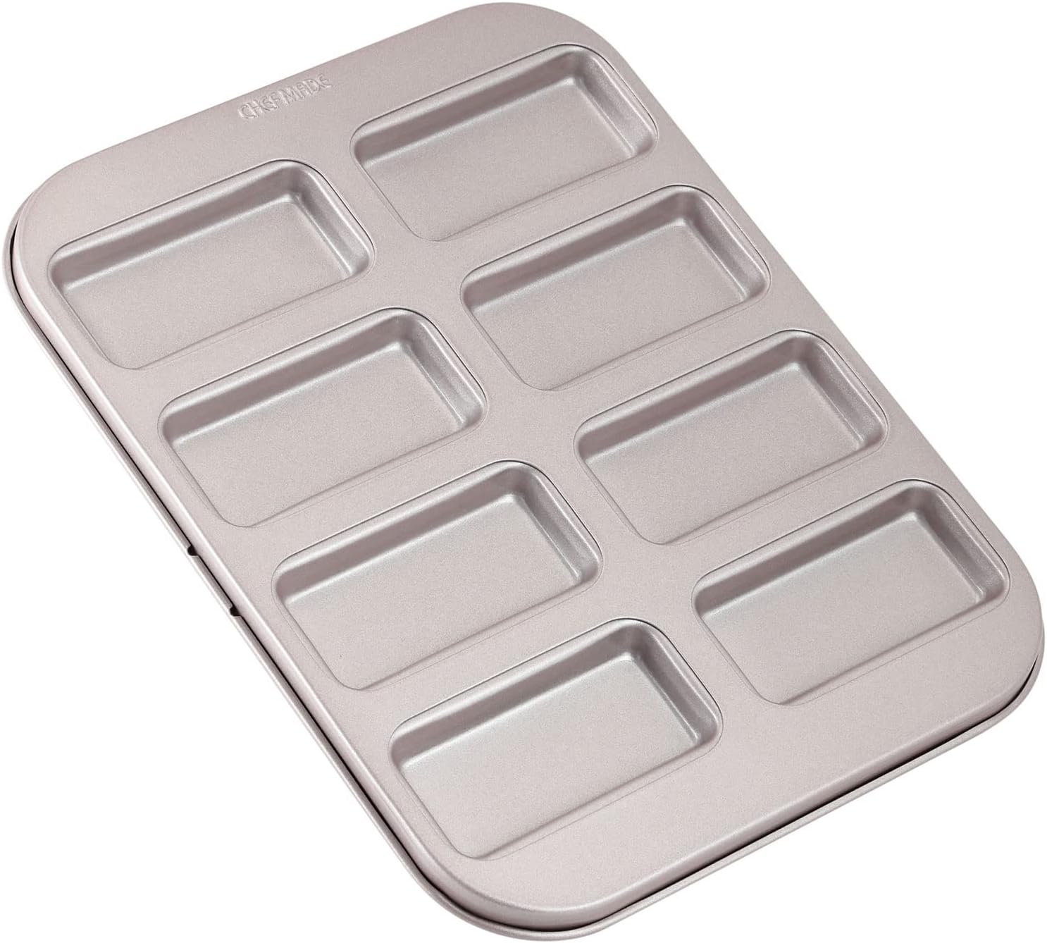 CHEFMADE Financier Cake Pan, 8-Cavity Non-Stick Rectangle Muffin Pan Biscuits Cookies Bakeware for Oven Baking (Champagne Gold)