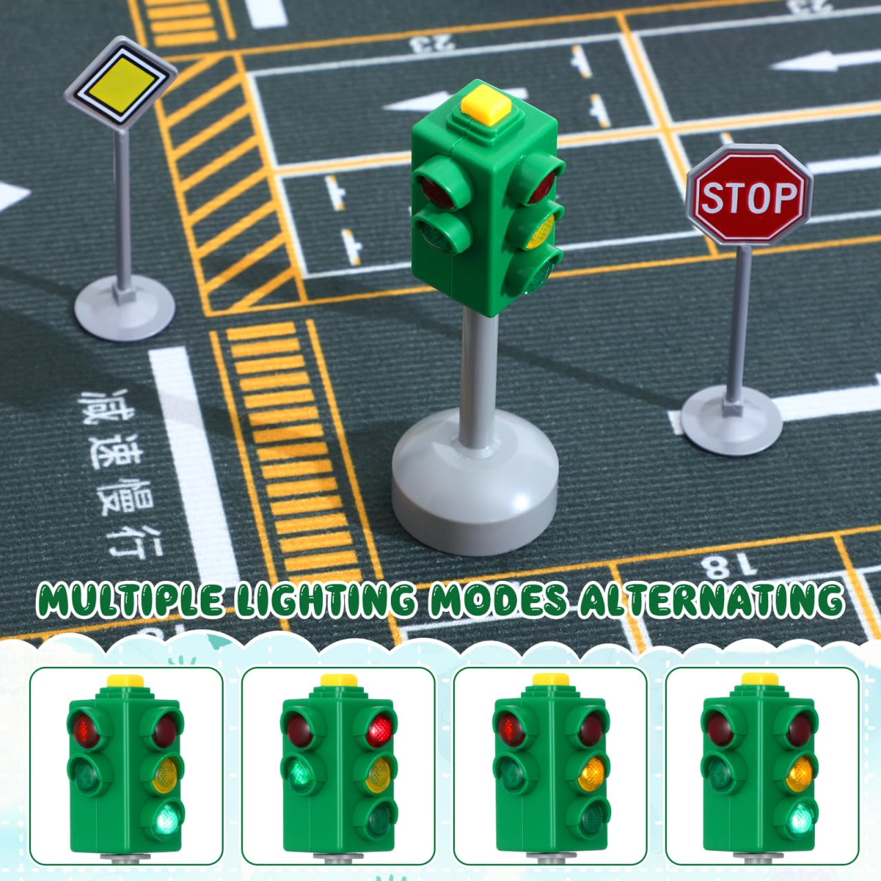 TOYANDONA Traffic Signs Toy Set Multicoloured Road Light Stop Safety Traffic Maker Crosswalk Signal Toy for Kids Birthday Education Gifts — Amazon image 3